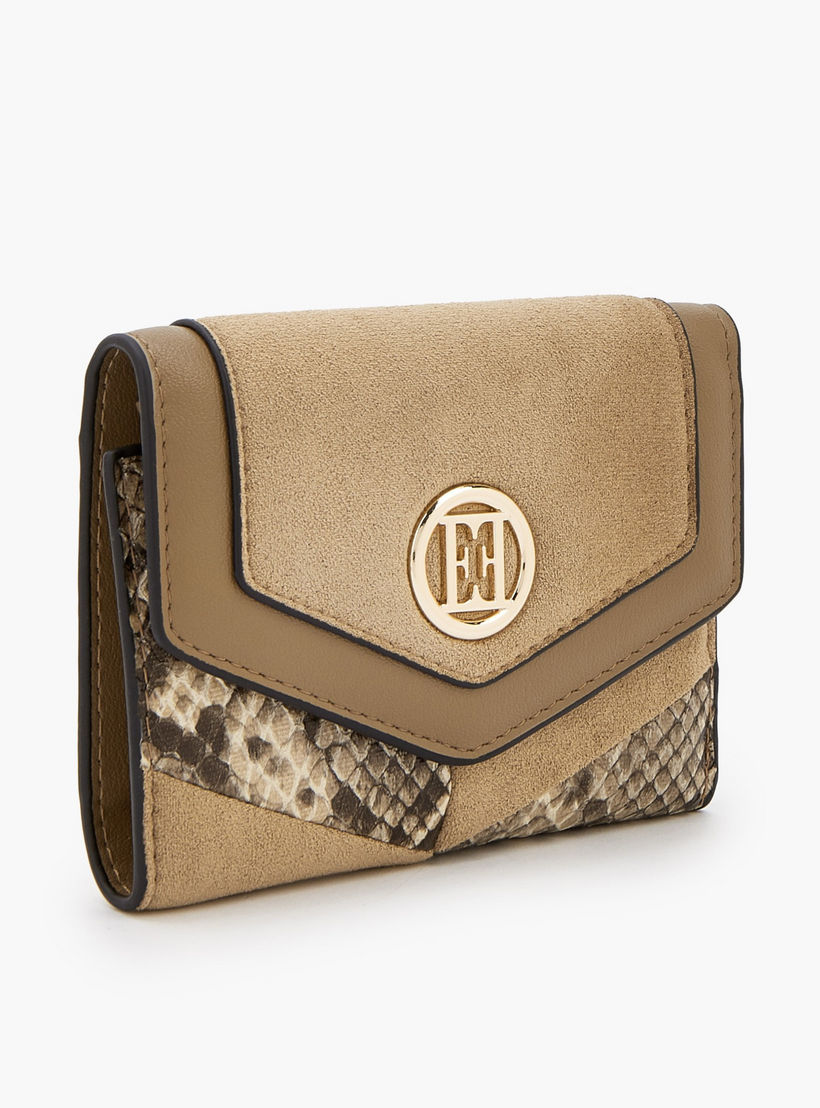 Elle Textured Tri-Fold Wallet with Button Closure-women-bagsandwallets-wallets-image-3