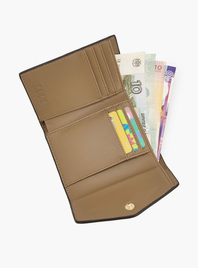 Elle Textured Tri-Fold Wallet with Button Closure-women-bagsandwallets-wallets-image-7