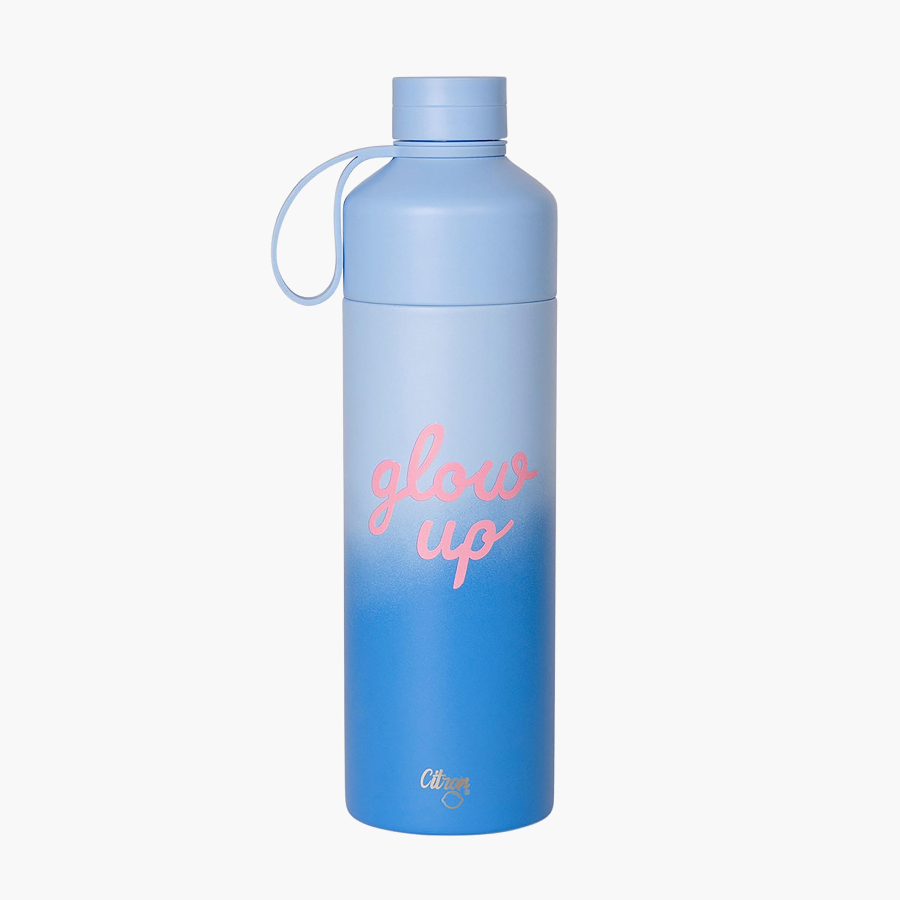 Glow Up Collection Water Bottle-750 Ml-Twisting Lid- (304 Stainless Steel) Blue \ 7.9X27-household-dining-drinkserveware-bottles-image-1