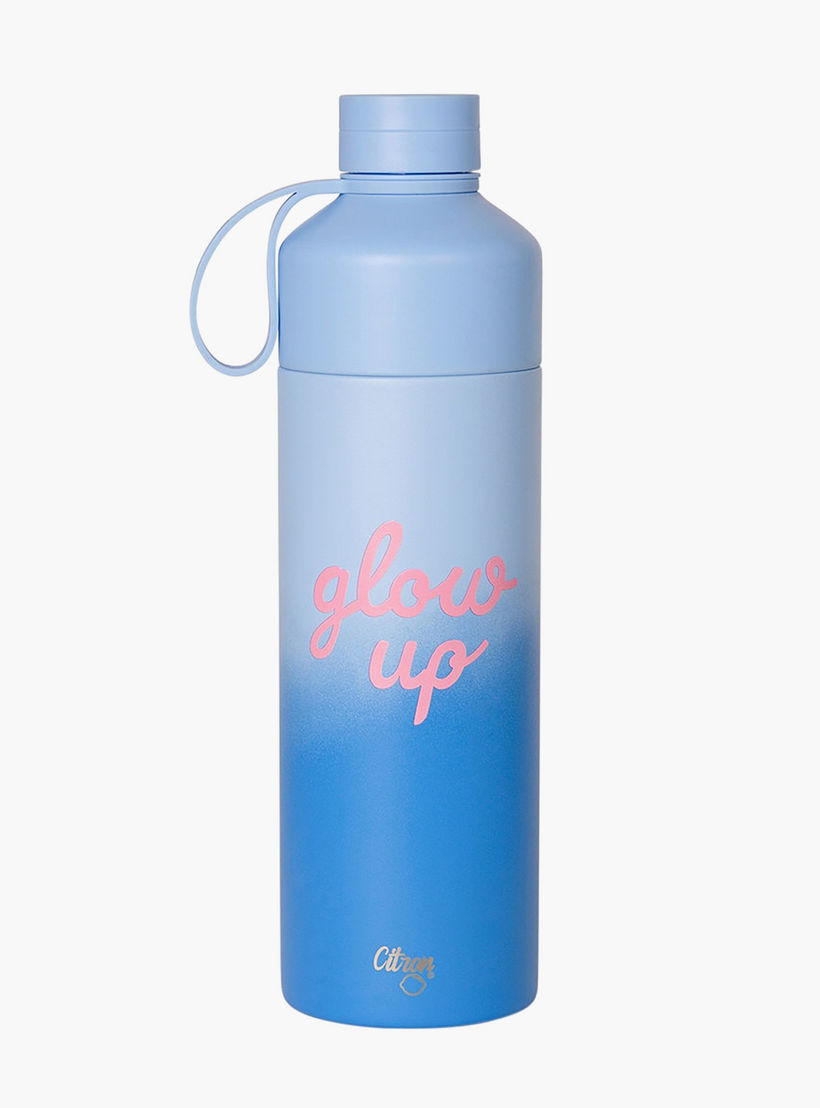 Glow Up Collection Water Bottle-750 Ml-Twisting Lid- (304 Stainless Steel) Blue \ 7.9X27-household-dining-drinkserveware-bottles-image-1