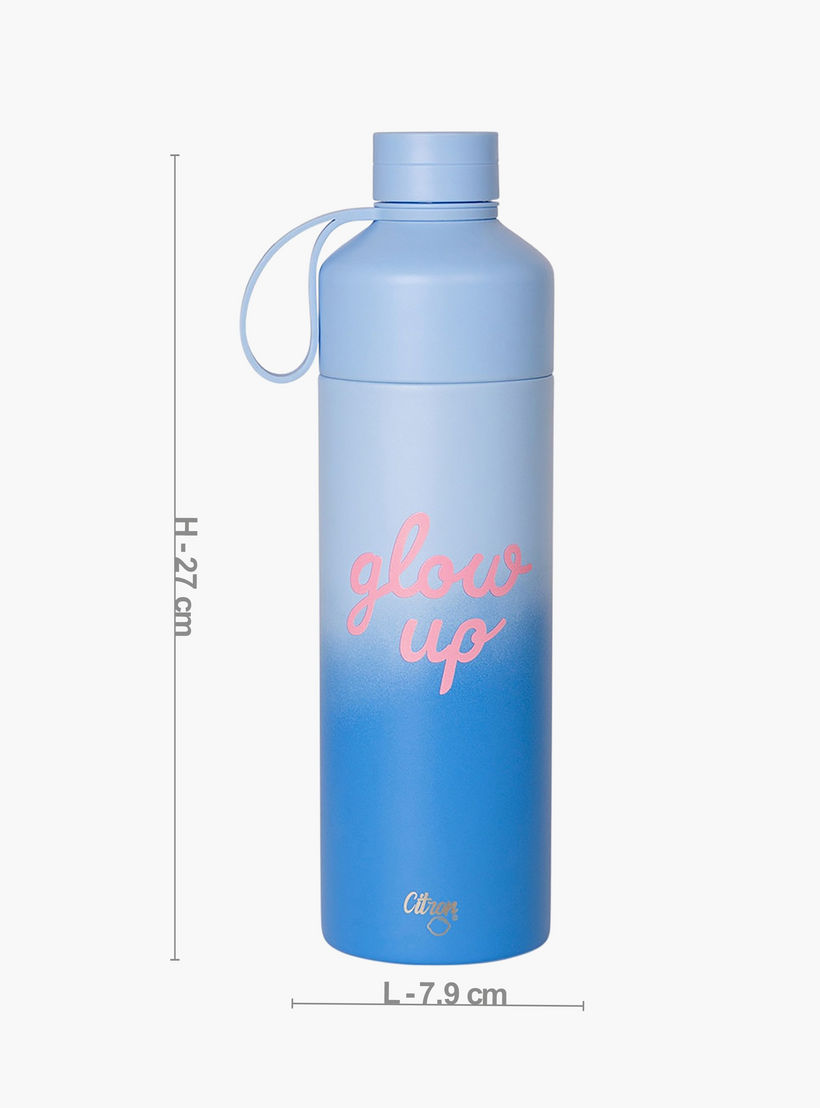 Glow Up Collection Water Bottle-750 Ml-Twisting Lid- (304 Stainless Steel) Blue \ 7.9X27-household-dining-drinkserveware-bottles-image-3