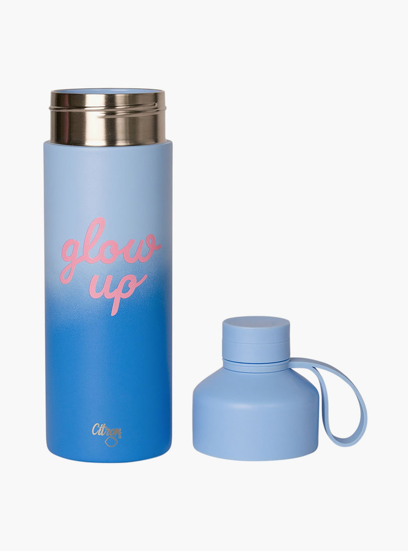Glow Up Collection Water Bottle-750 Ml-Twisting Lid- (304 Stainless Steel) Blue \ 7.9X27-household-dining-drinkserveware-bottles-image-4