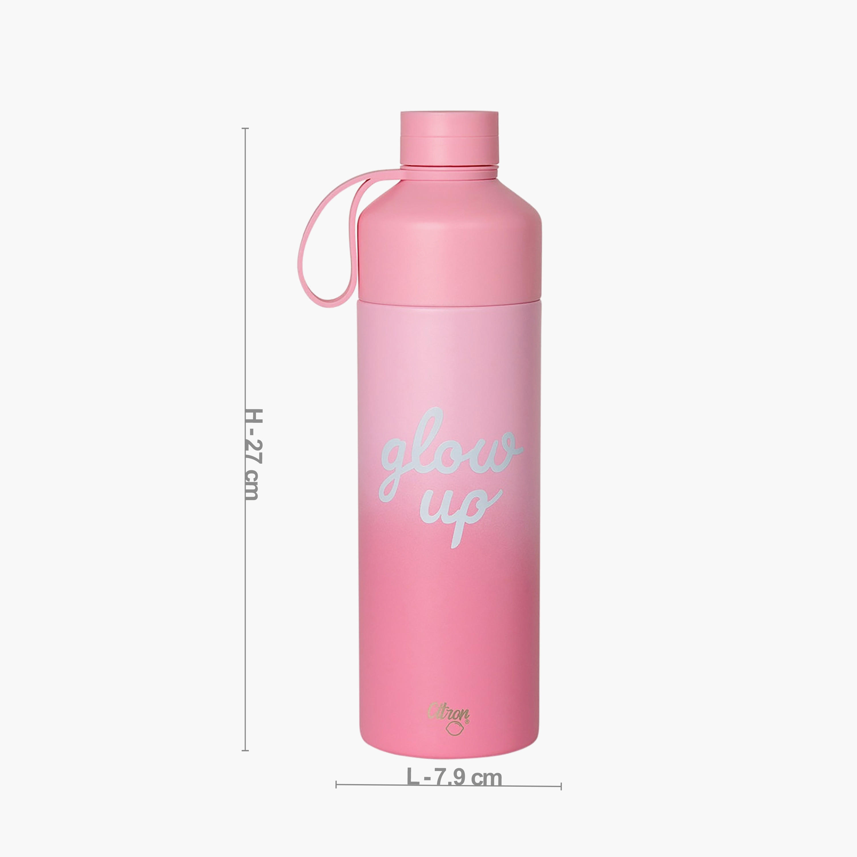 Glow Up Collection Water Bottle-750 Ml-Twisting Lid- (304 Stainless Steel) Pink \ 7.9X27-household-dining-drinkserveware-bottles-image-3
