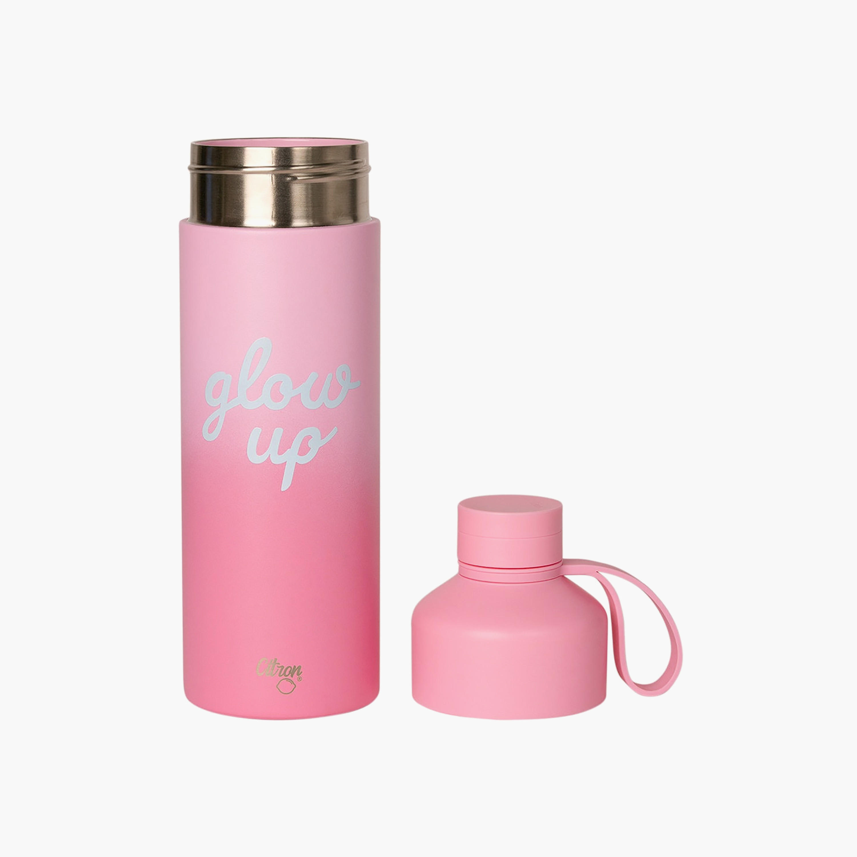 Glow Up Collection Water Bottle-750 Ml-Twisting Lid- (304 Stainless Steel) Pink \ 7.9X27-household-dining-drinkserveware-bottles-image-4