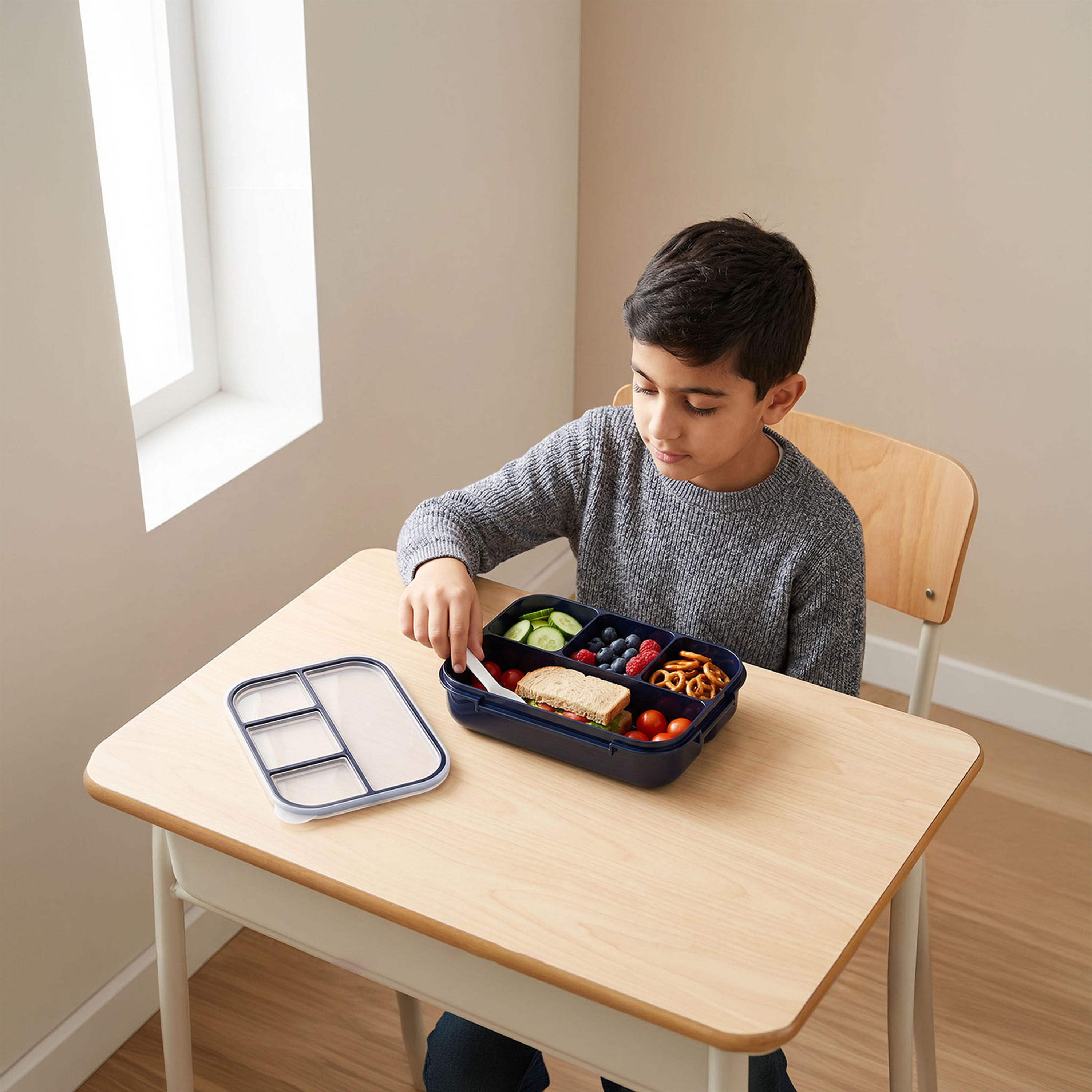 صندوق غداء بينتو سادة للأطفال مع شوكة - 1.3 لتر-school-lunchessentials-lunchboxes-image-2