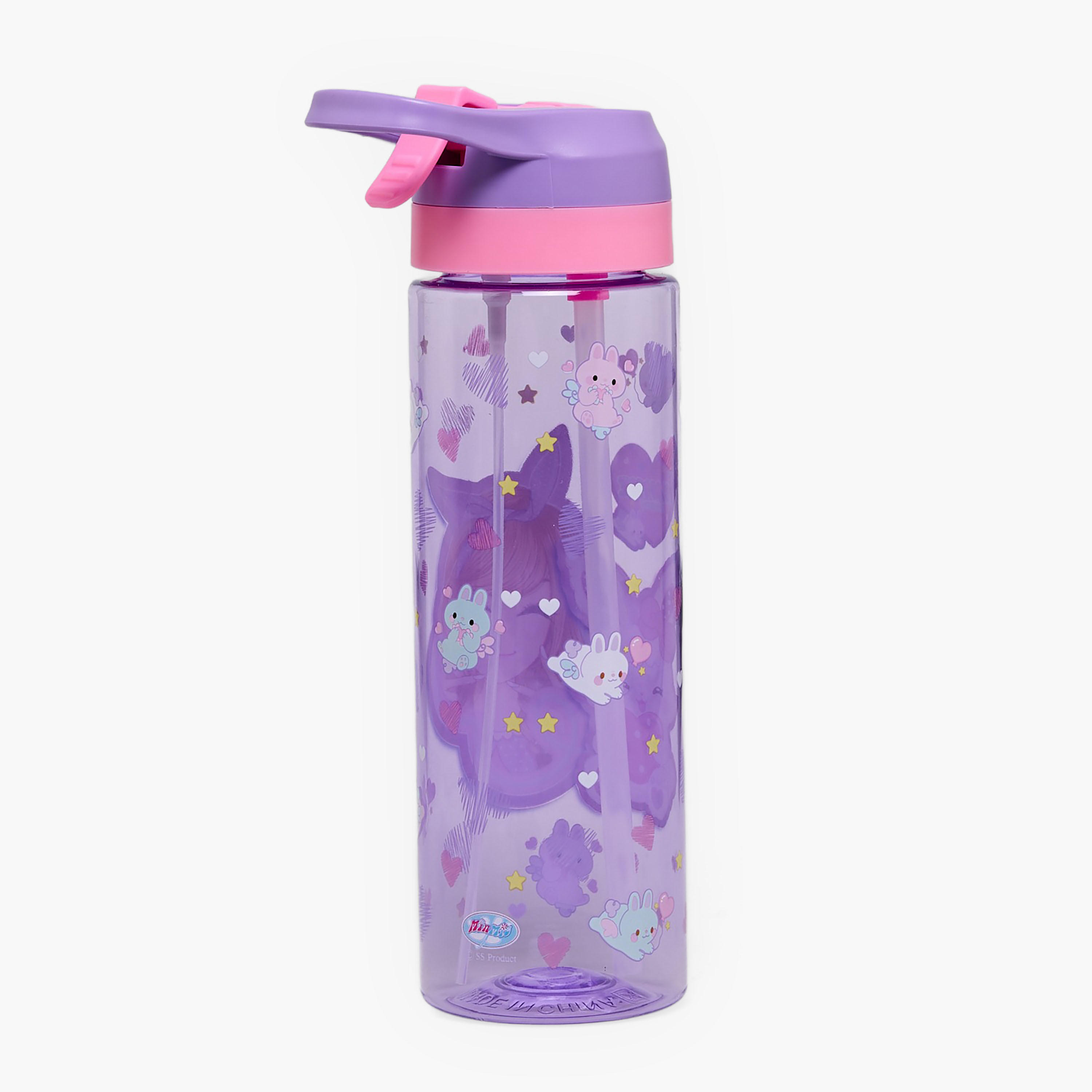 قارورة مياه سيليكون بفوهة ومقبض وطبعات من مينمي - 700 مل-school-waterbottles-image-1