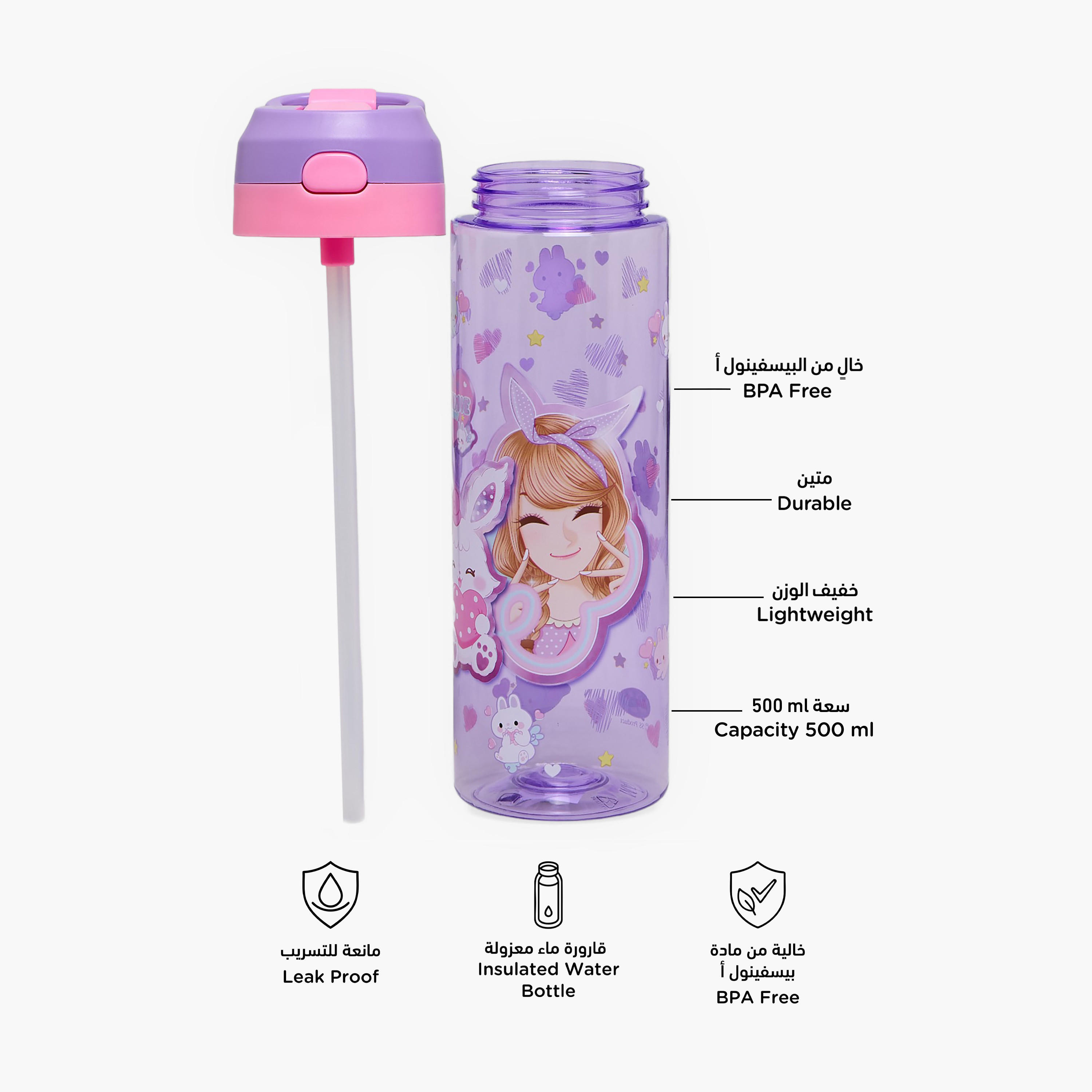 قارورة مياه سيليكون بفوهة ومقبض وطبعات من مينمي - 700 مل-school-waterbottles-image-2