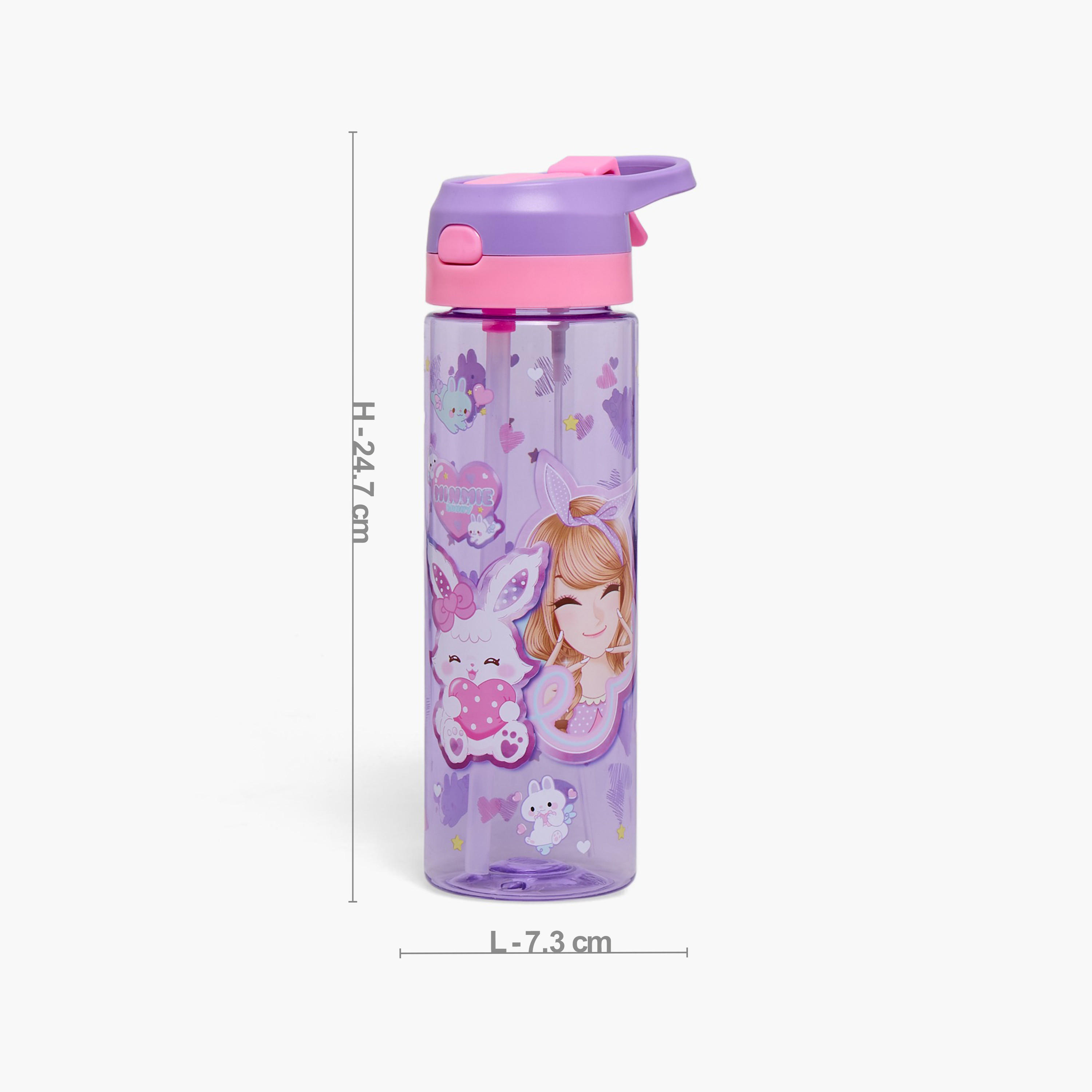 قارورة مياه سيليكون بفوهة ومقبض وطبعات من مينمي - 700 مل-school-waterbottles-image-3