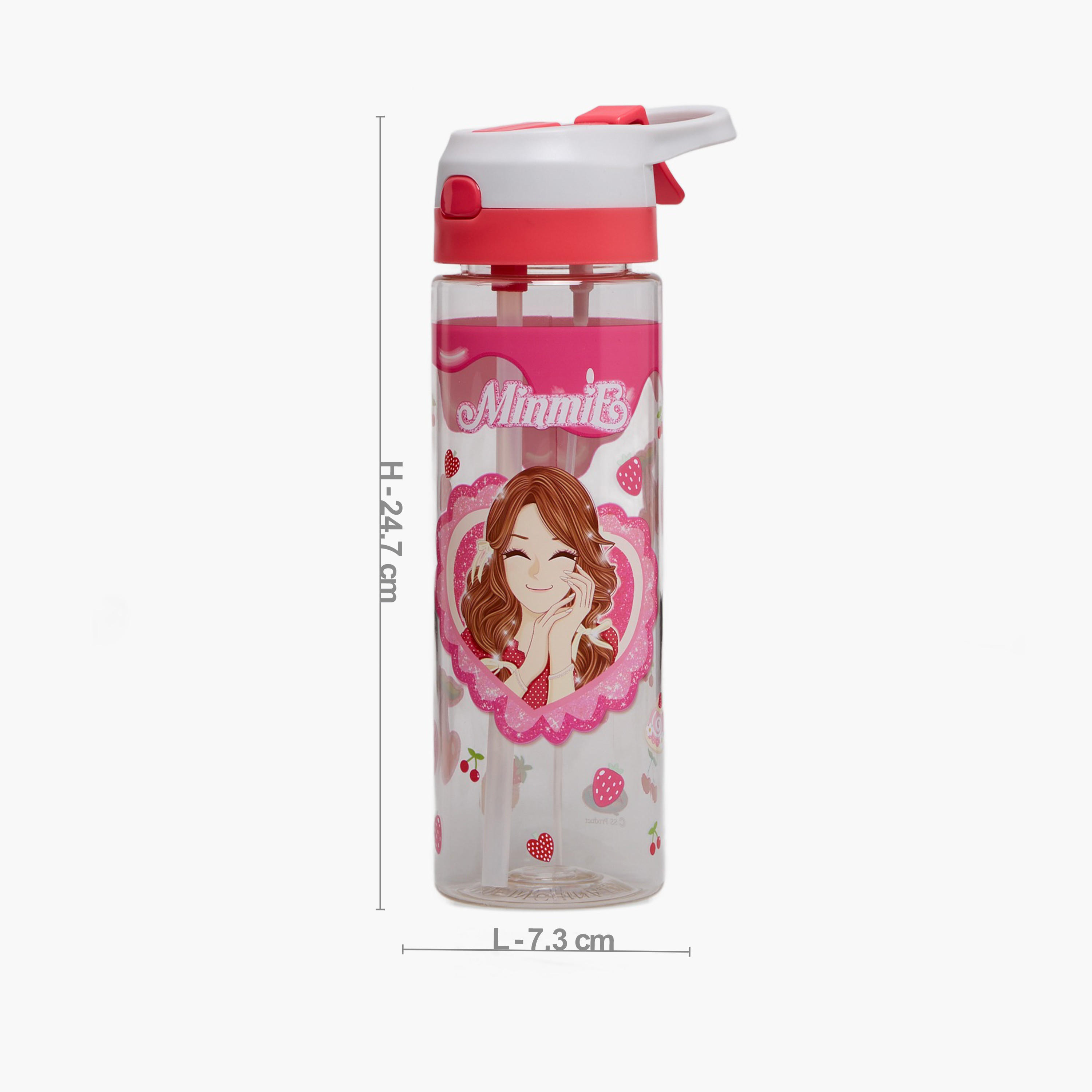 قارورة مياه سيليكون بفوهة وحلقة مقبض وطبعات من مينمي - 700 مل-school-waterbottles-image-3