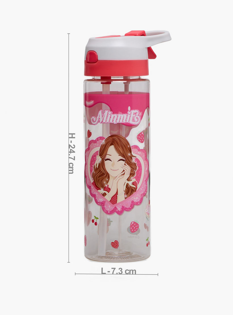 قارورة مياه سيليكون بفوهة وحلقة مقبض وطبعات من مينمي - 700 مل-school-waterbottles-image-3