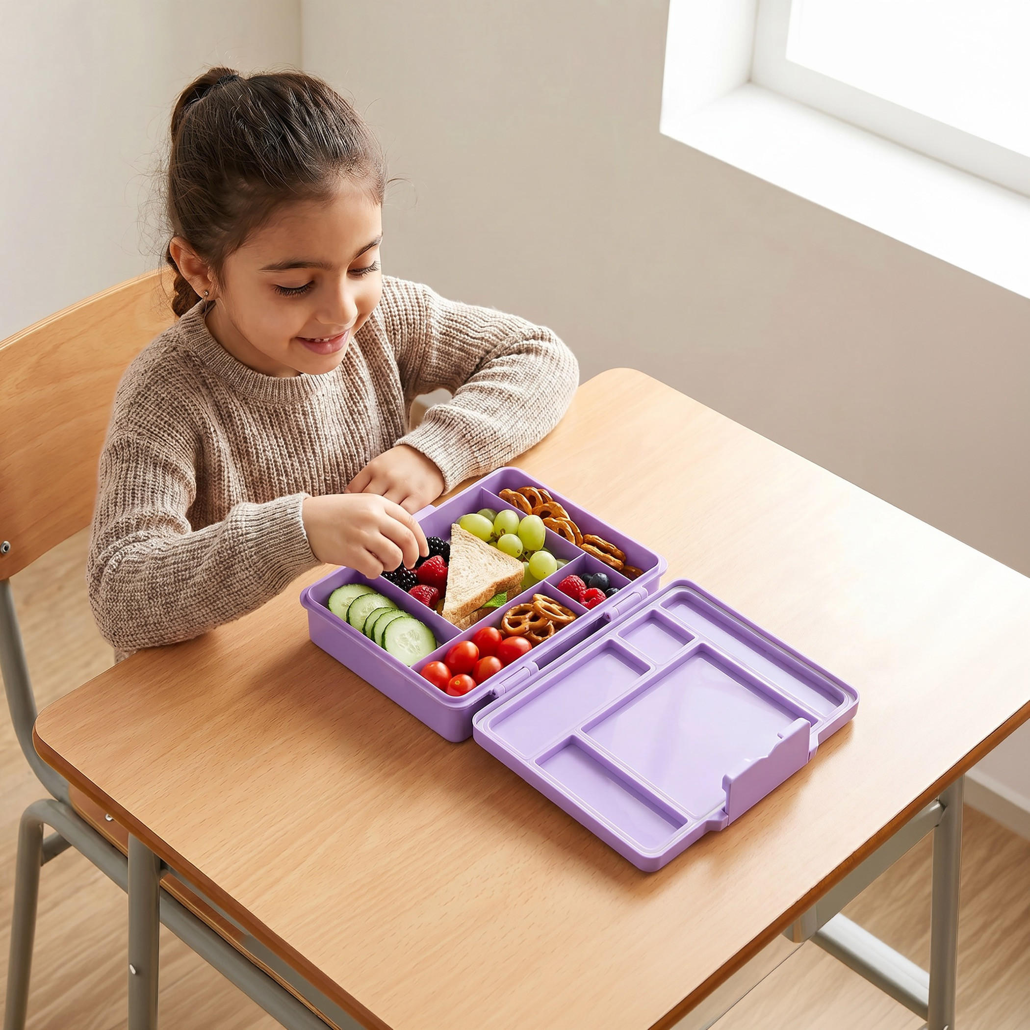 صندوق غداء بـ 5 أقسام وطبعات للبنات من مينمي-school-lunchessentials-lunchboxes-image-3