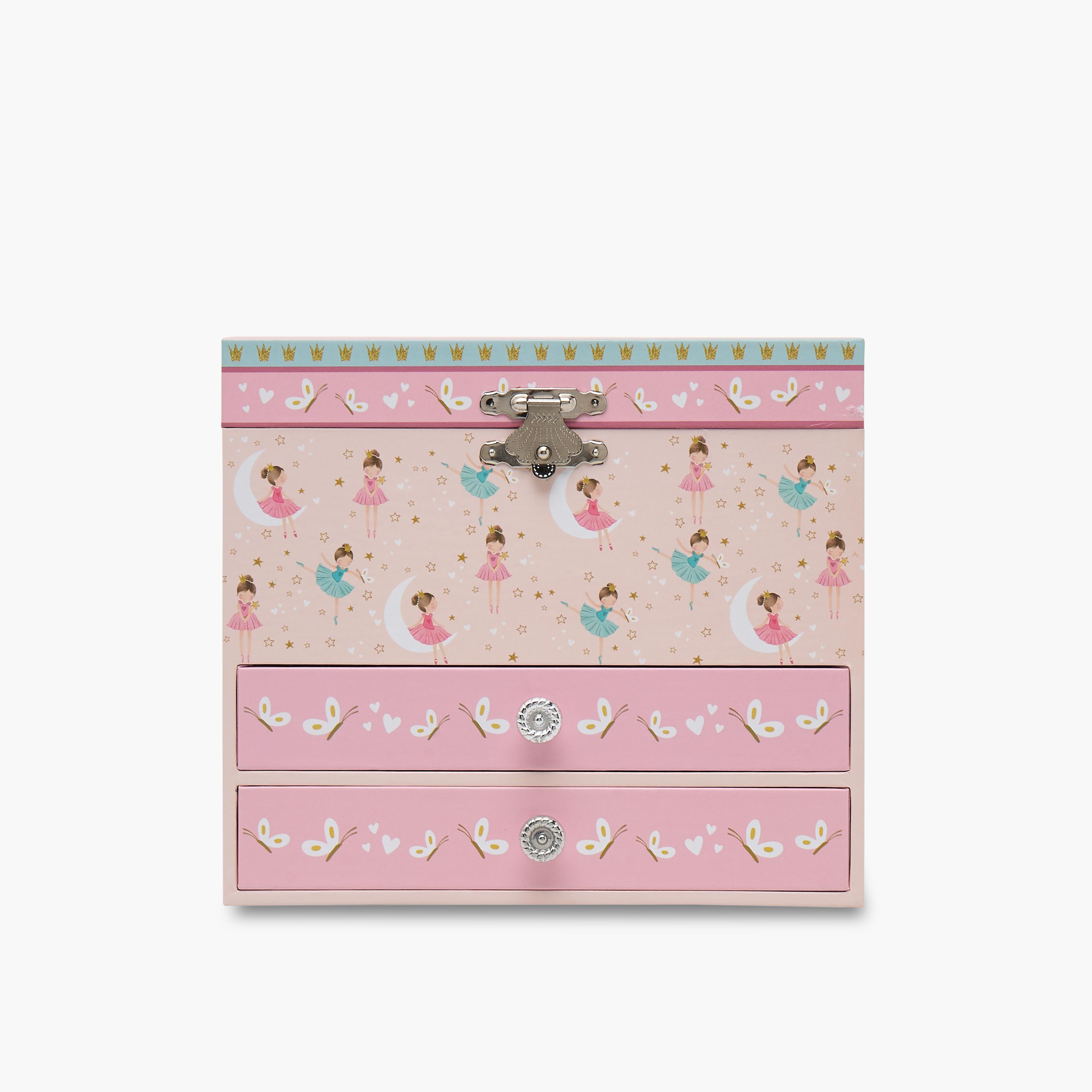 منظم مجوهرات 3 أقسام بأدراج وطبعات باليرينا من فايندز - 16.5x11.4x14.7 سم-women-watchesandjewellery-jewellery-storage-image-1
