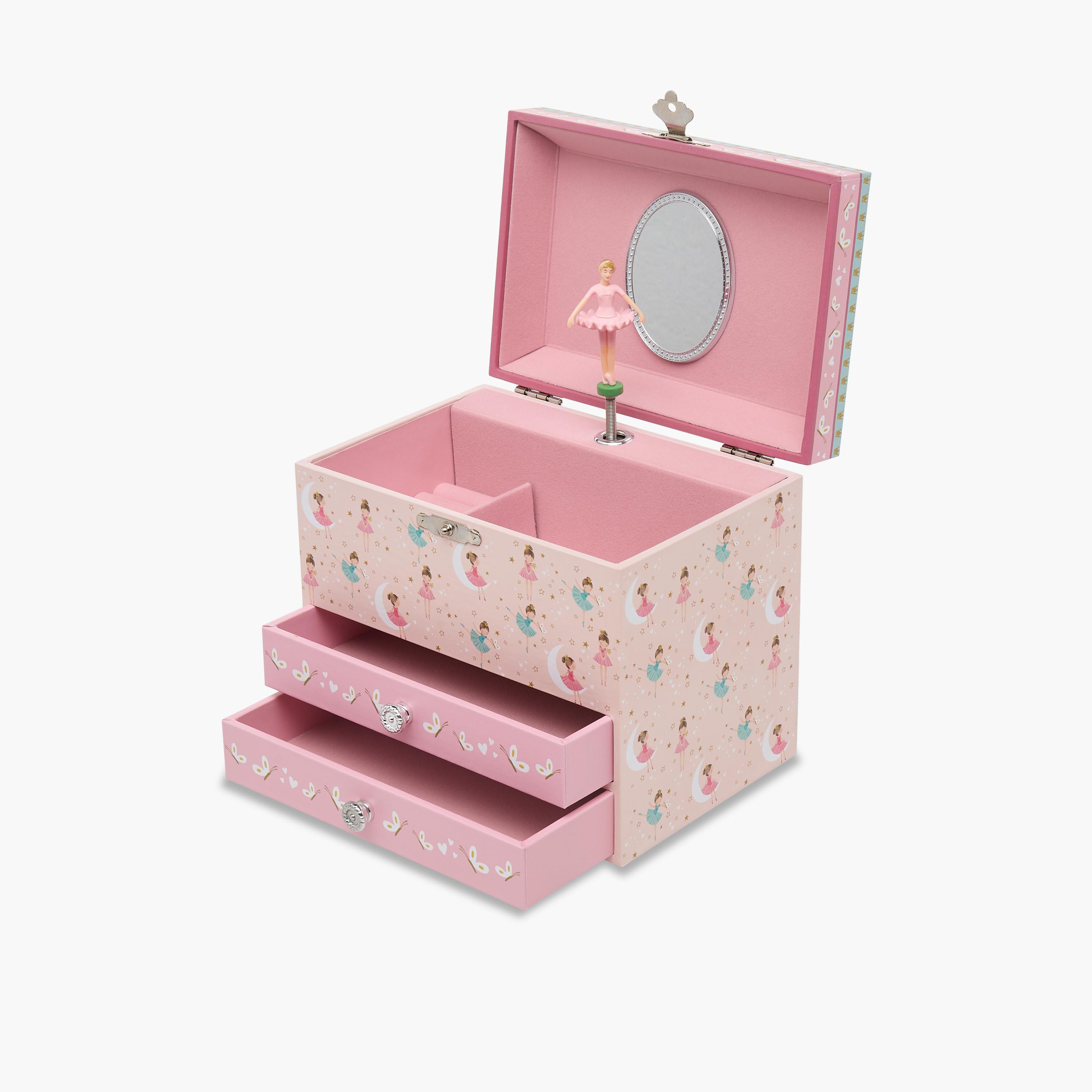 منظم مجوهرات 3 أقسام بأدراج وطبعات باليرينا من فايندز - 16.5x11.4x14.7 سم-women-watchesandjewellery-jewellery-storage-image-4