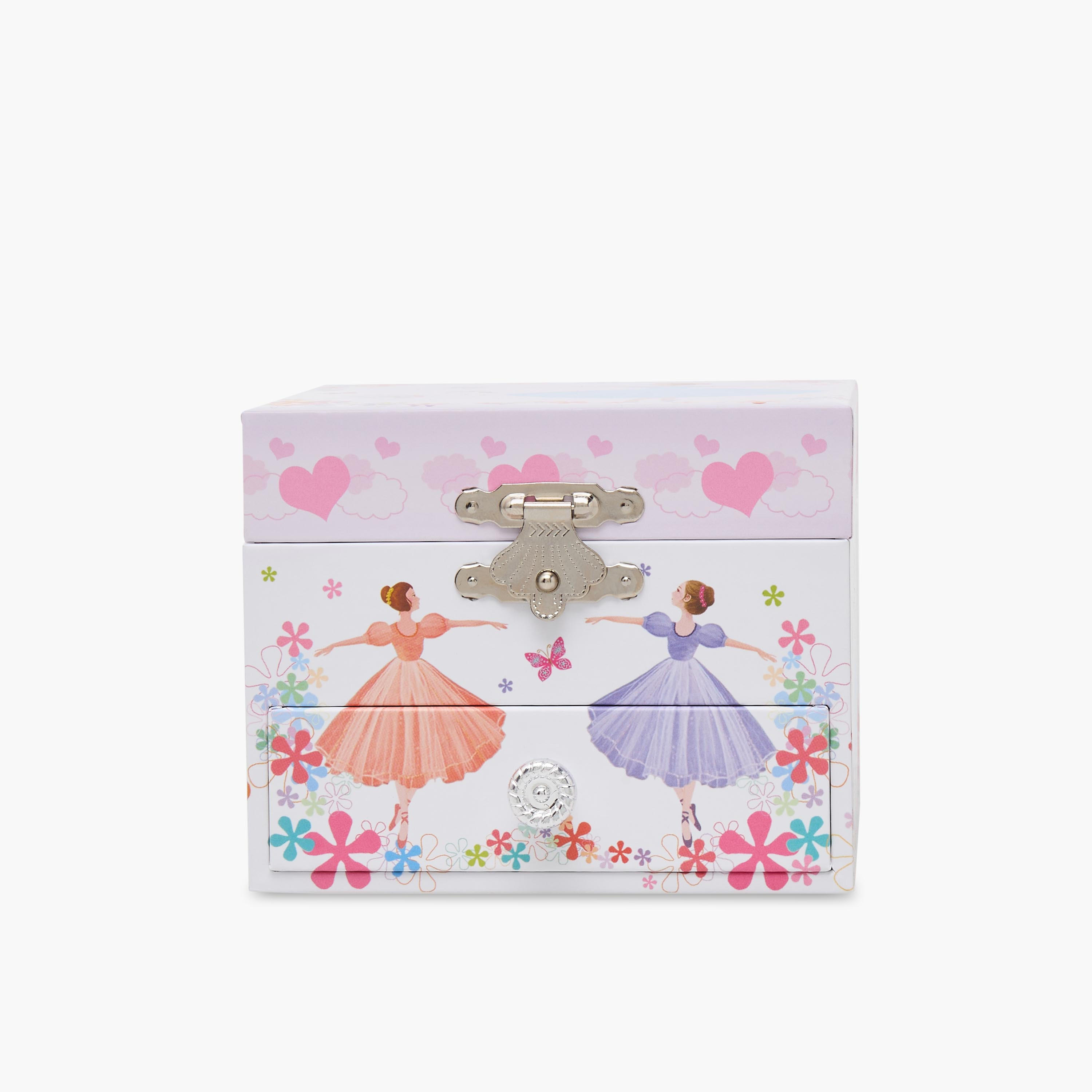Findz 2 Compartment Jewellery Organizer Ballerina Print -10.5x10.5x8.5 cm-women-watchesandjewellery-jewellery-storage-image-1