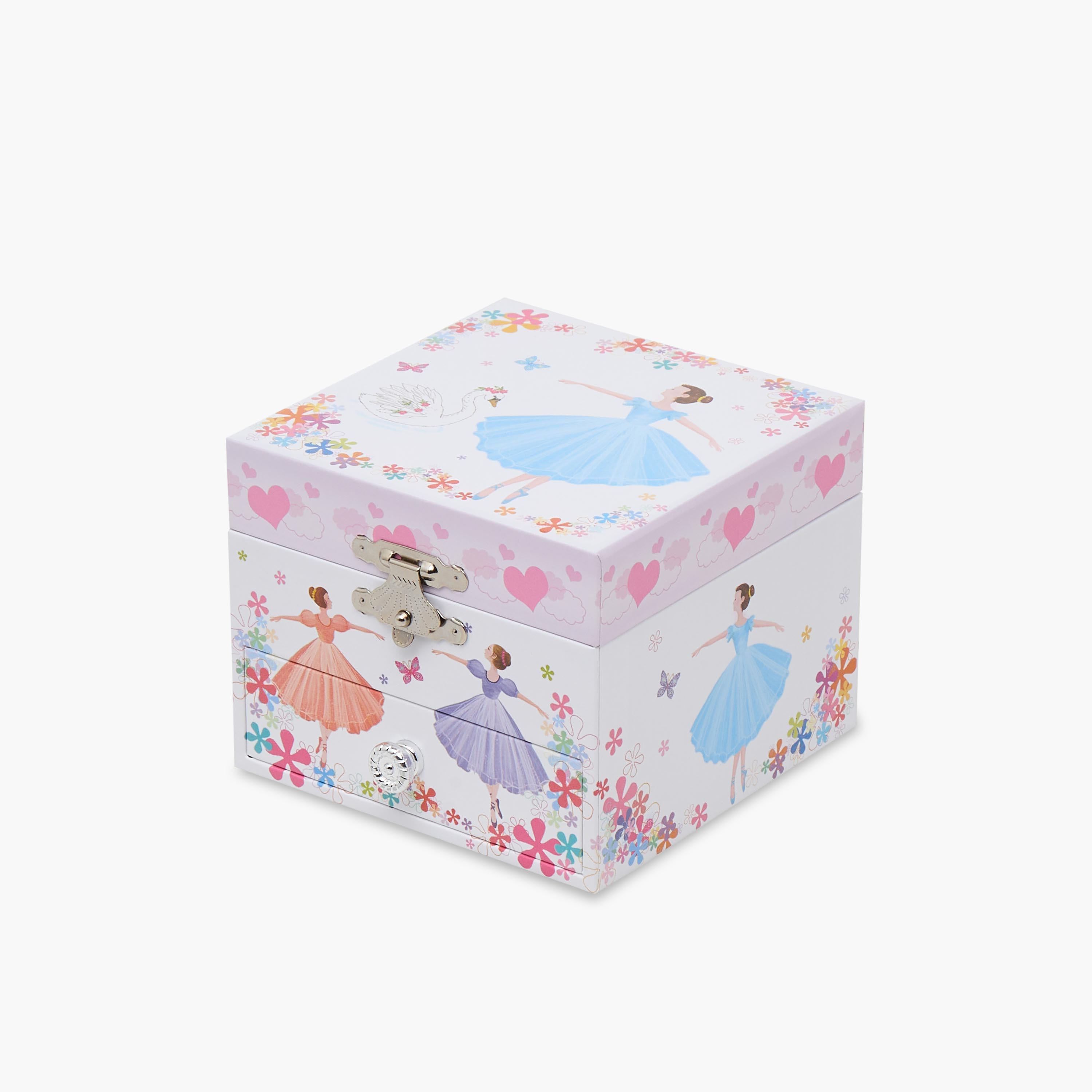 Findz 2 Compartment Jewellery Organizer Ballerina Print -10.5x10.5x8.5 cm-women-watchesandjewellery-jewellery-storage-image-2