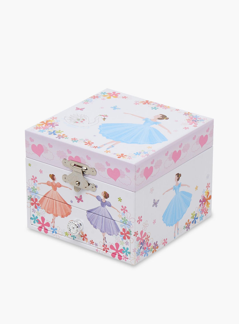 Findz 2 Compartment Jewellery Organizer Ballerina Print -10.5x10.5x8.5 cm-women-watchesandjewellery-jewellery-storage-image-2