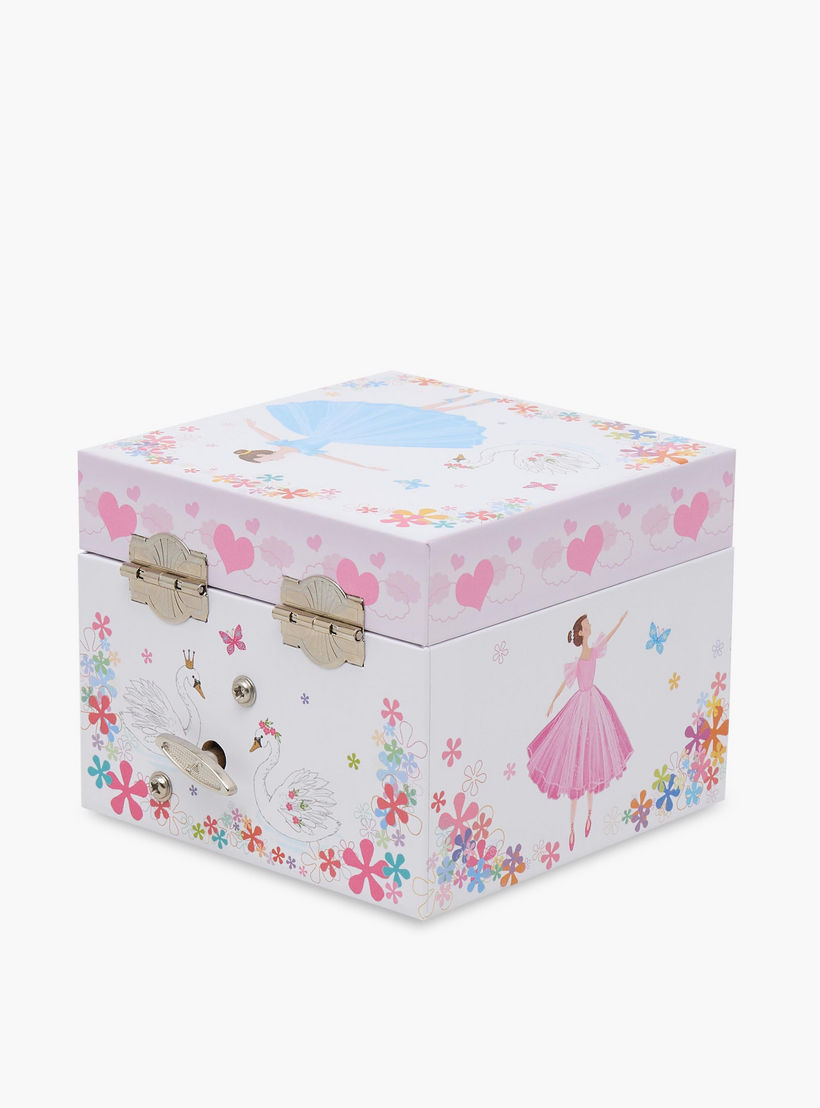 Findz 2 Compartment Jewellery Organizer Ballerina Print -10.5x10.5x8.5 cm-women-watchesandjewellery-jewellery-storage-image-3