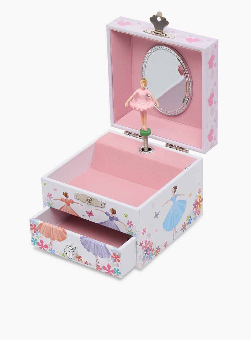 Findz 2 Compartment Jewellery Organizer Ballerina Print -10.5x10.5x8.5 cm-women-watchesandjewellery-jewellery-storage-image-4