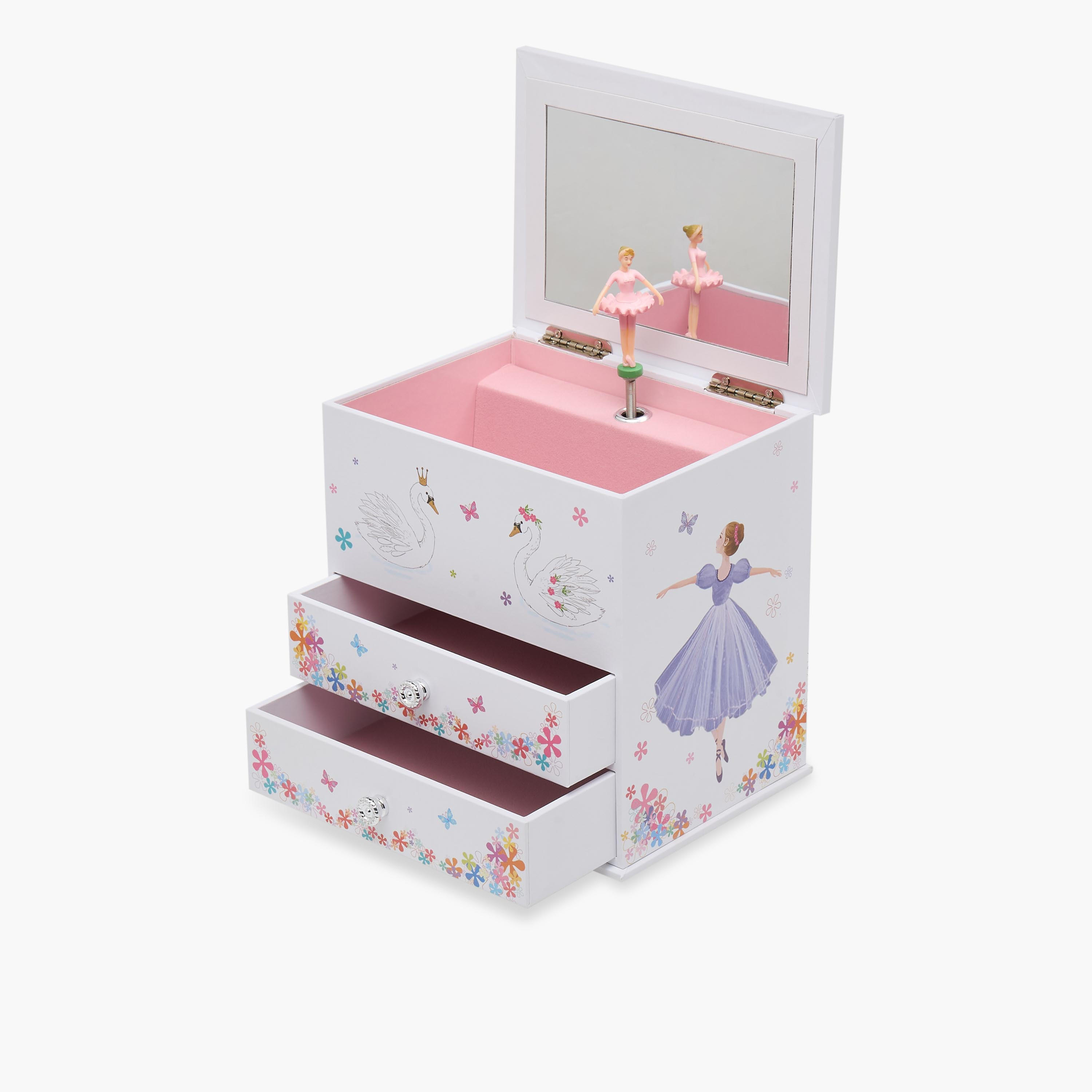 Findz 3 Compartment Jewellery Organizer Ballerina Print with Drawers - 16.6x12.3x16.8 cm-women-watchesandjewellery-jewellery-storage-image-4