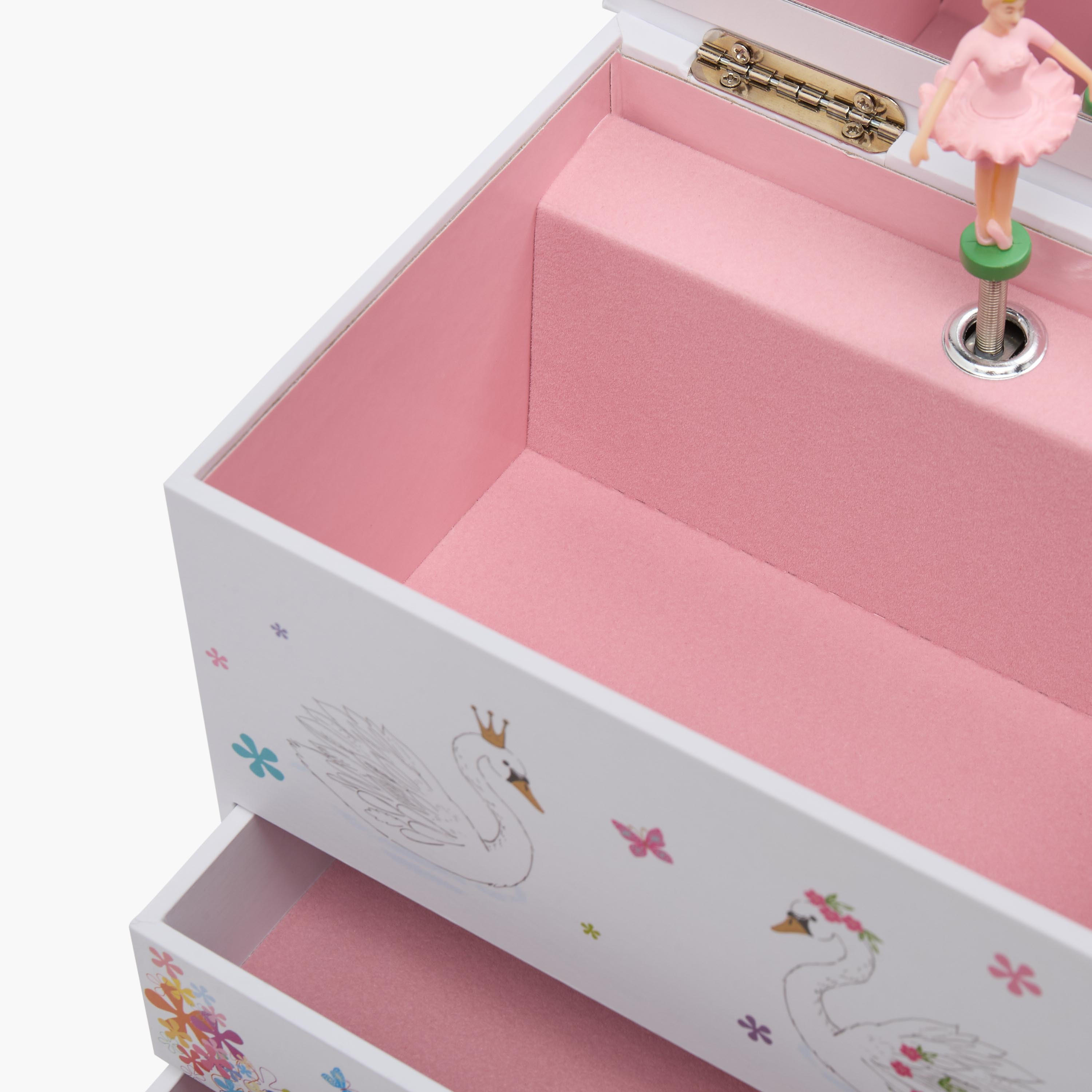 Findz 3 Compartment Jewellery Organizer Ballerina Print with Drawers - 16.6x12.3x16.8 cm-women-watchesandjewellery-jewellery-storage-image-6