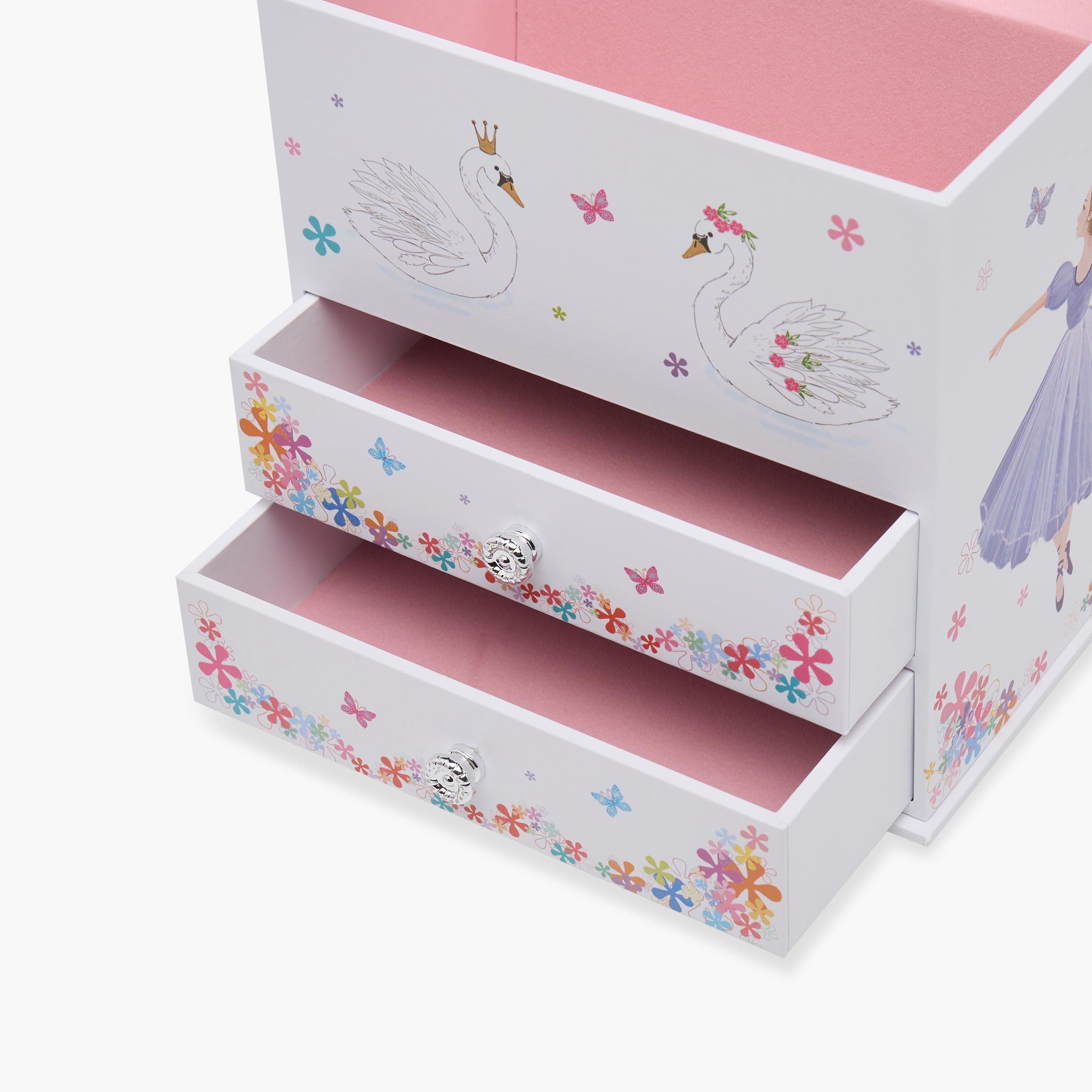Findz 3 Compartment Jewellery Organizer Ballerina Print with Drawers - 16.6x12.3x16.8 cm-women-watchesandjewellery-jewellery-storage-image-7