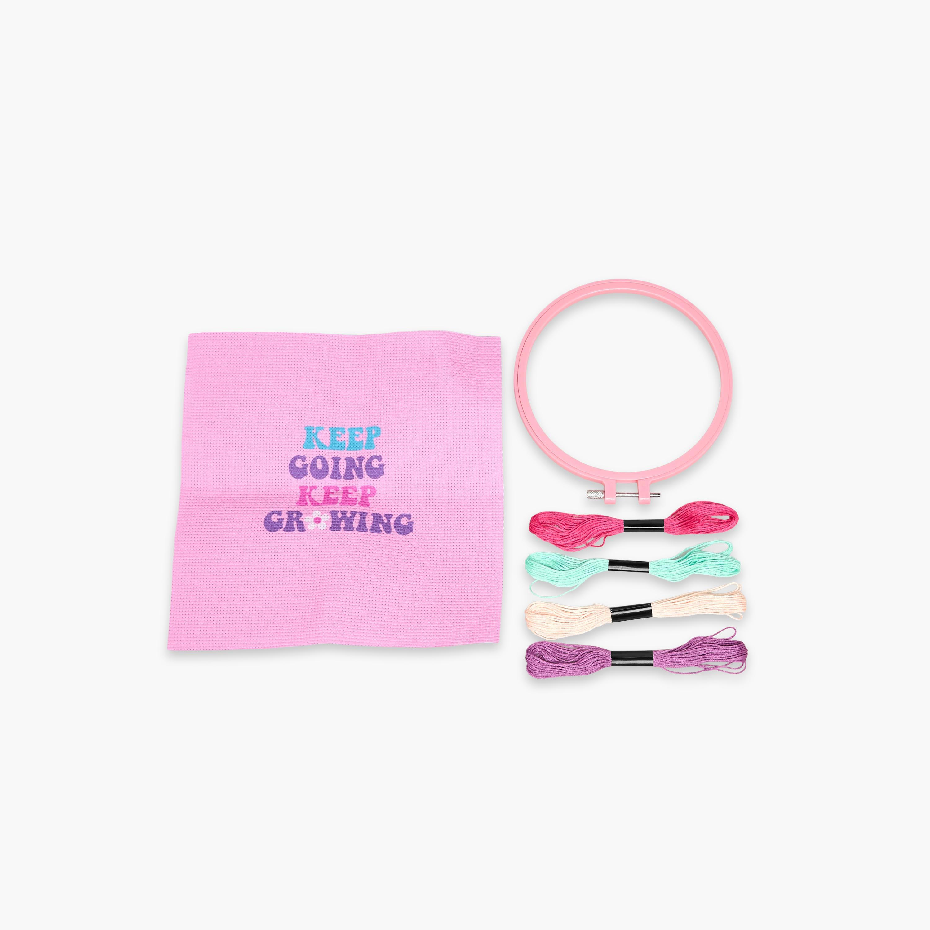 Findz Slogan Cross Stitch Kit with Hoop-school-artsandcrafts-image-1