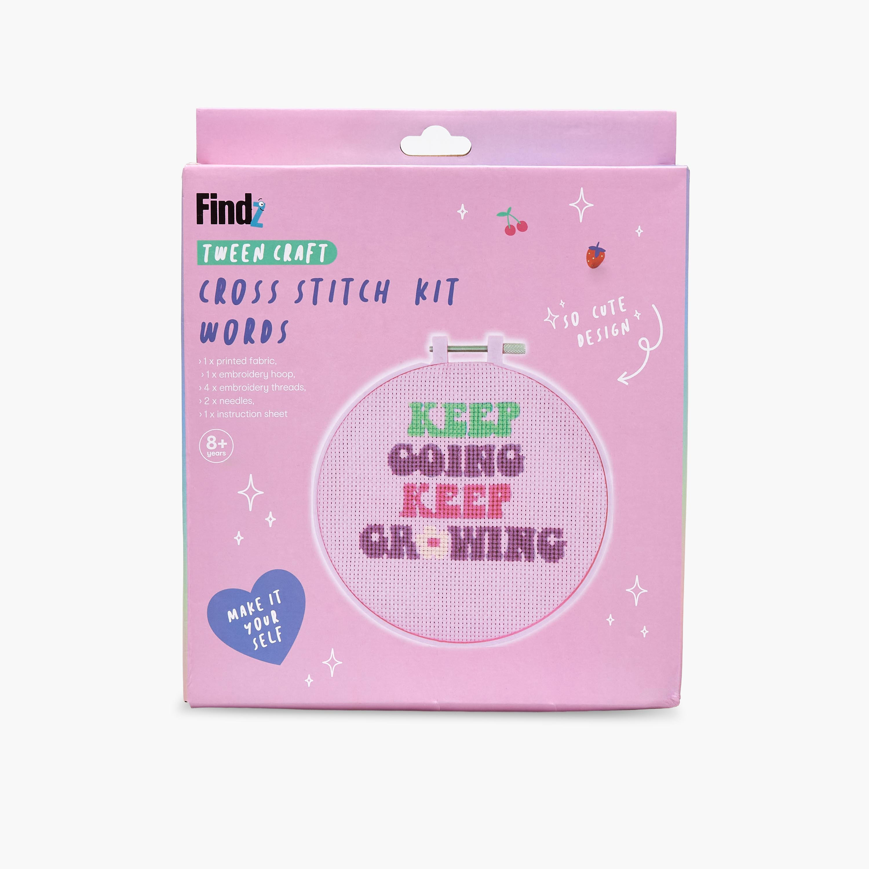 Findz Slogan Cross Stitch Kit with Hoop-school-artsandcrafts-image-4