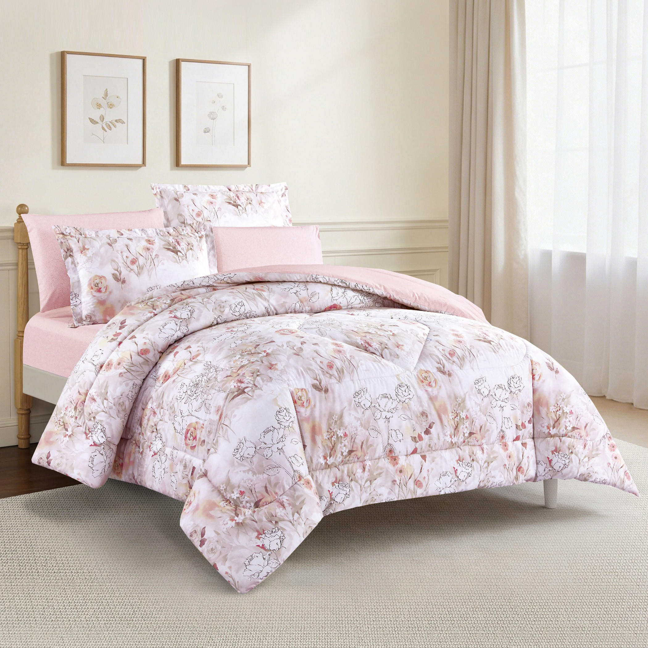 Floral Printed Comforter Set-household-bedding-comfortersandbedspreads-comforters-image-1