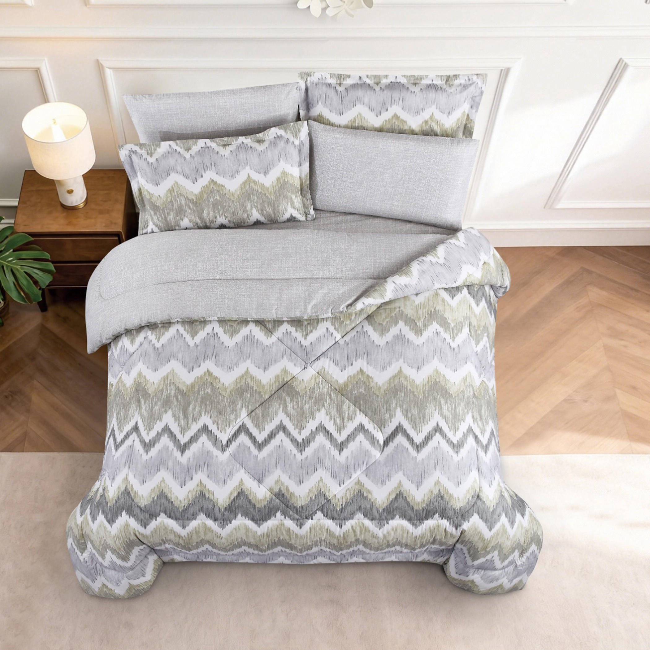 Textured Reversible Comforter Set-household-bedding-comfortersandbedspreads-comforters-image-2