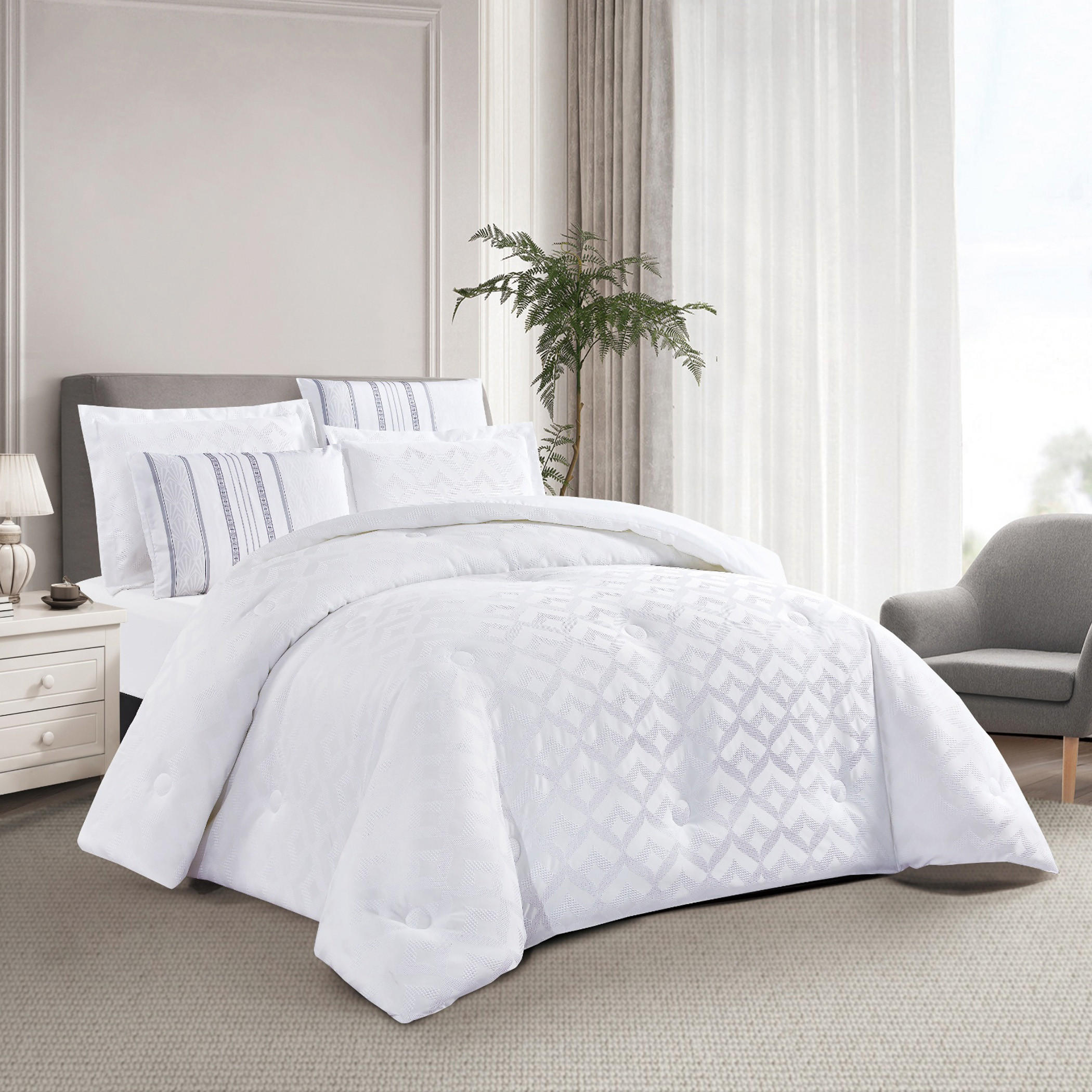 Textured Geometric Comforter Set-household-bedding-comfortersandbedspreads-comforters-image-1