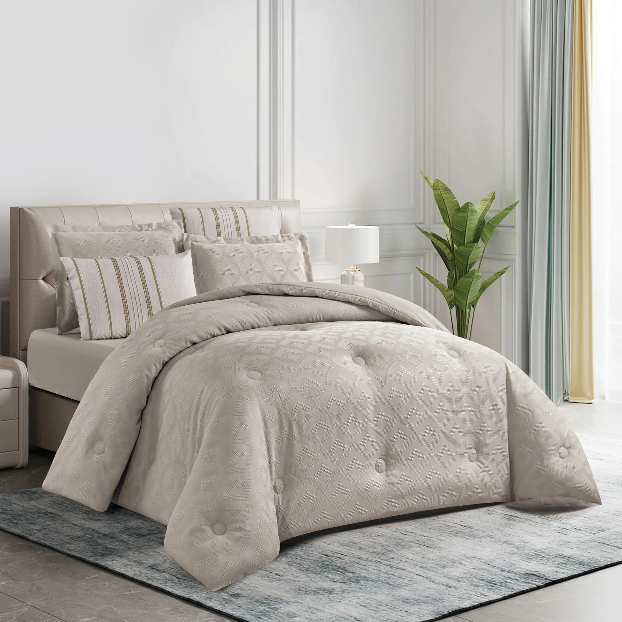 Textured Geometric Comforter Set-household-bedding-comfortersandbedspreads-comforters-image-6