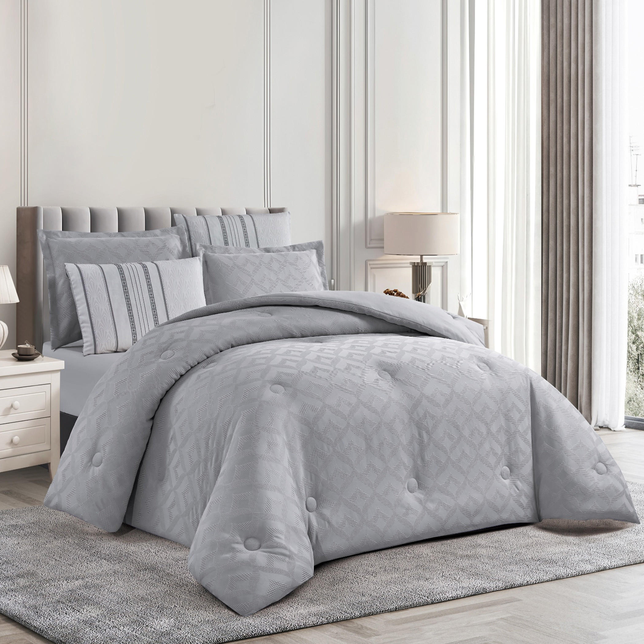 Textured Geometric Comforter Set-household-bedding-comfortersandbedspreads-comforters-image-16