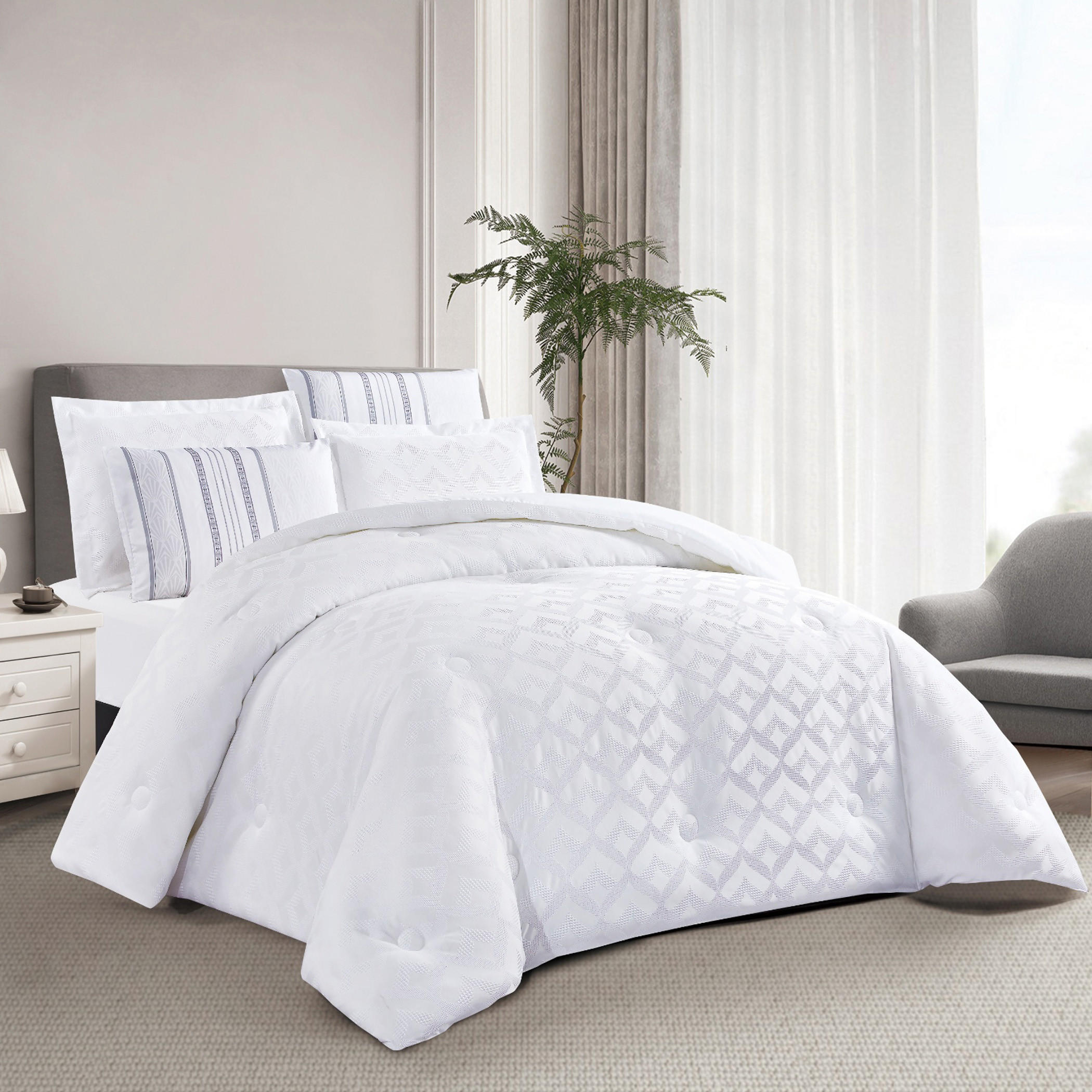 Textured Geometric Comforter Set-household-bedding-comfortersandbedspreads-comforters-image-1