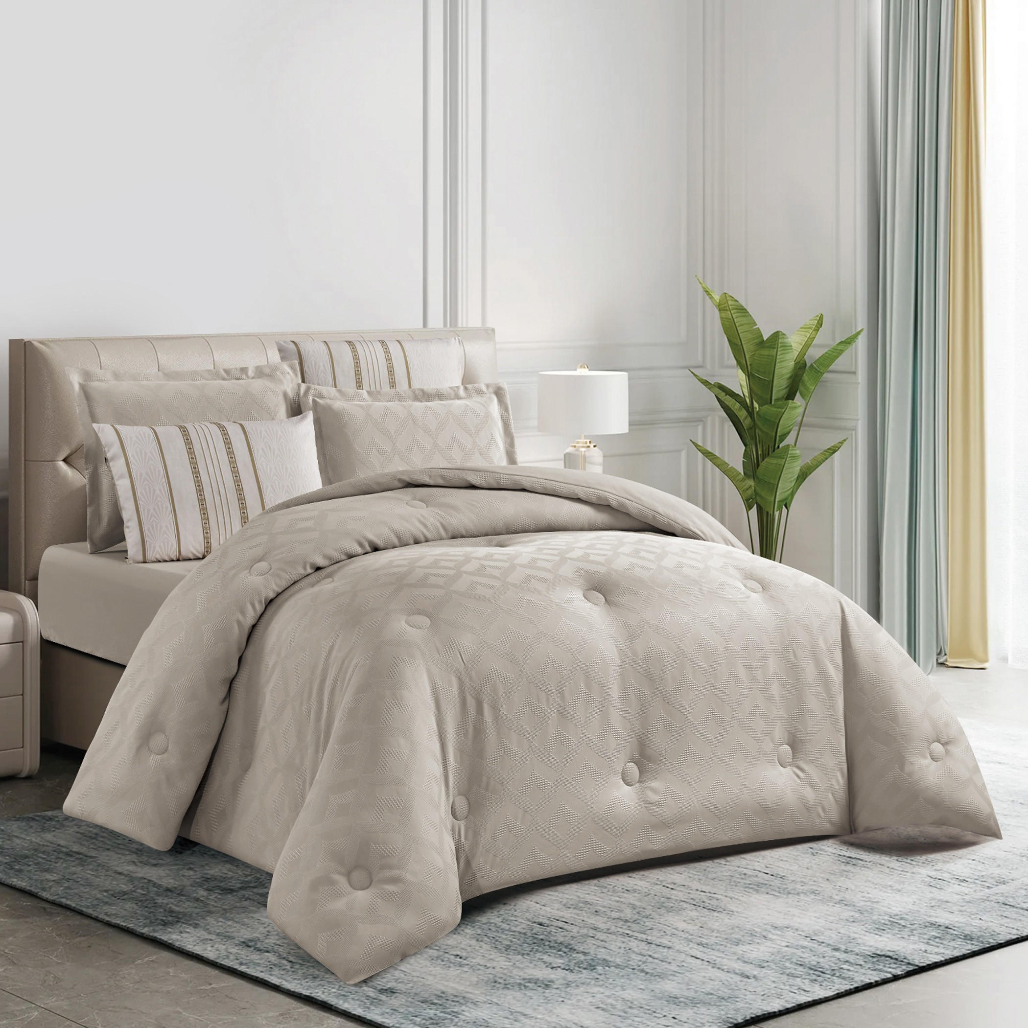 طقم لحاف بتصميم هندسي بارز الملمس-household-bedding-comfortersandbedspreads-comforters-image-6