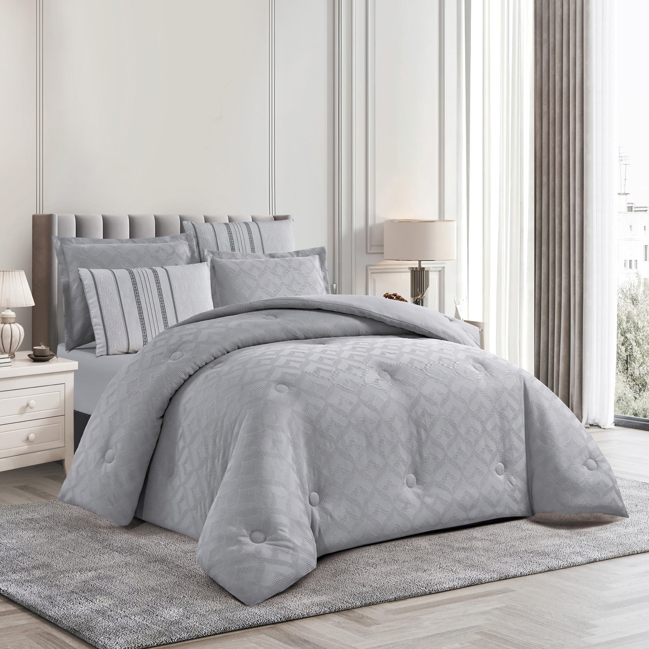 طقم لحاف بتصميم هندسي بارز الملمس-household-bedding-comfortersandbedspreads-comforters-image-11