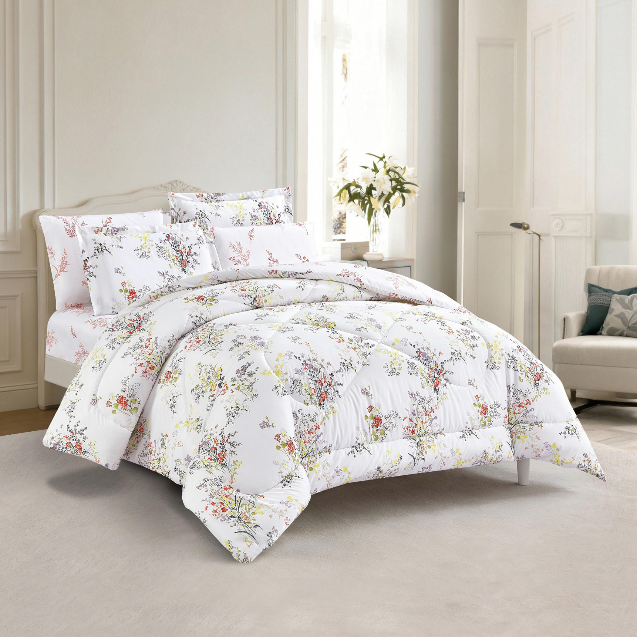 طقم لحاف بطبعة زهور-household-bedding-comfortersandbedspreads-comforters-image-1