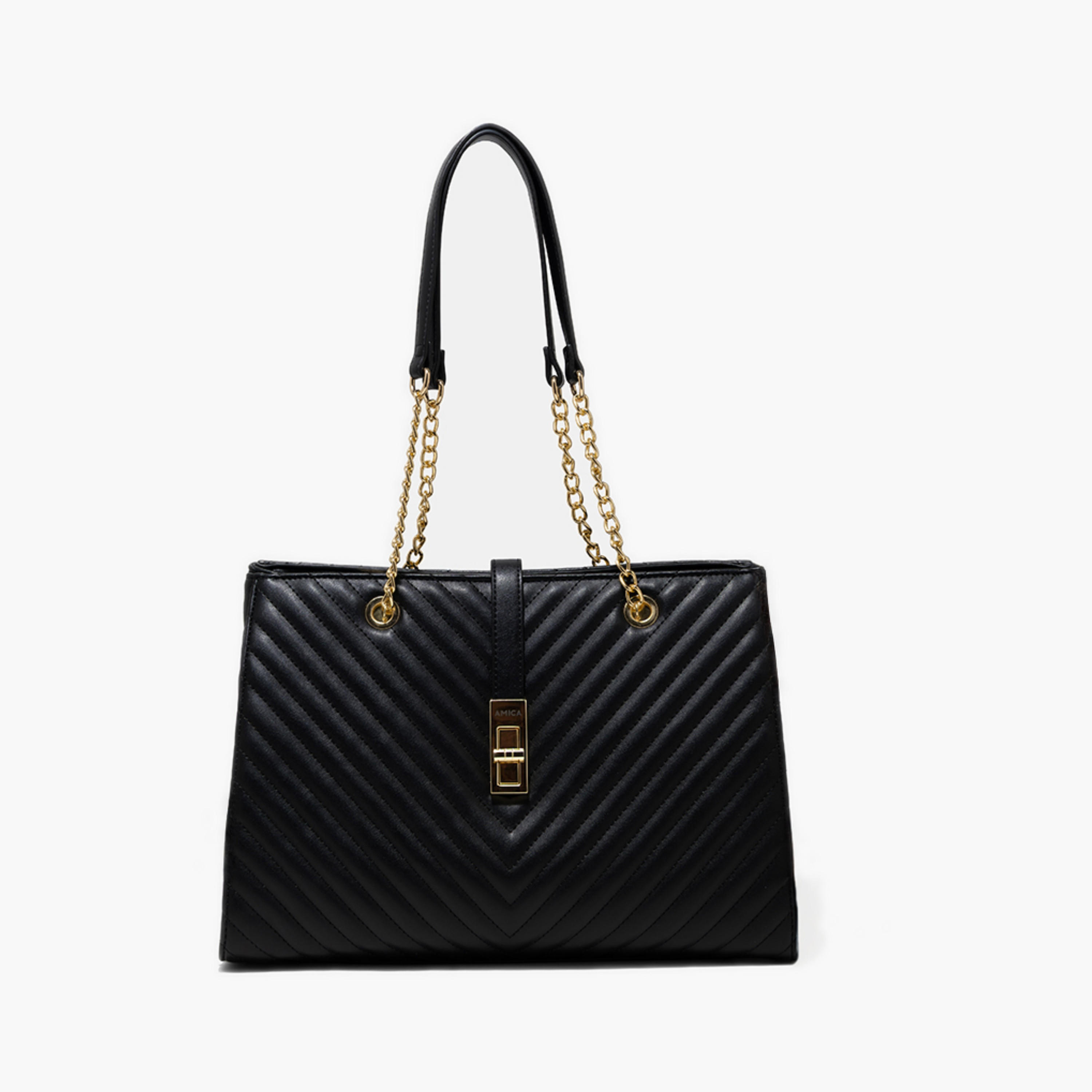 AMICA Quilted Tote Bag Chain Strap-women-bagsandwallets-handbags-image-1