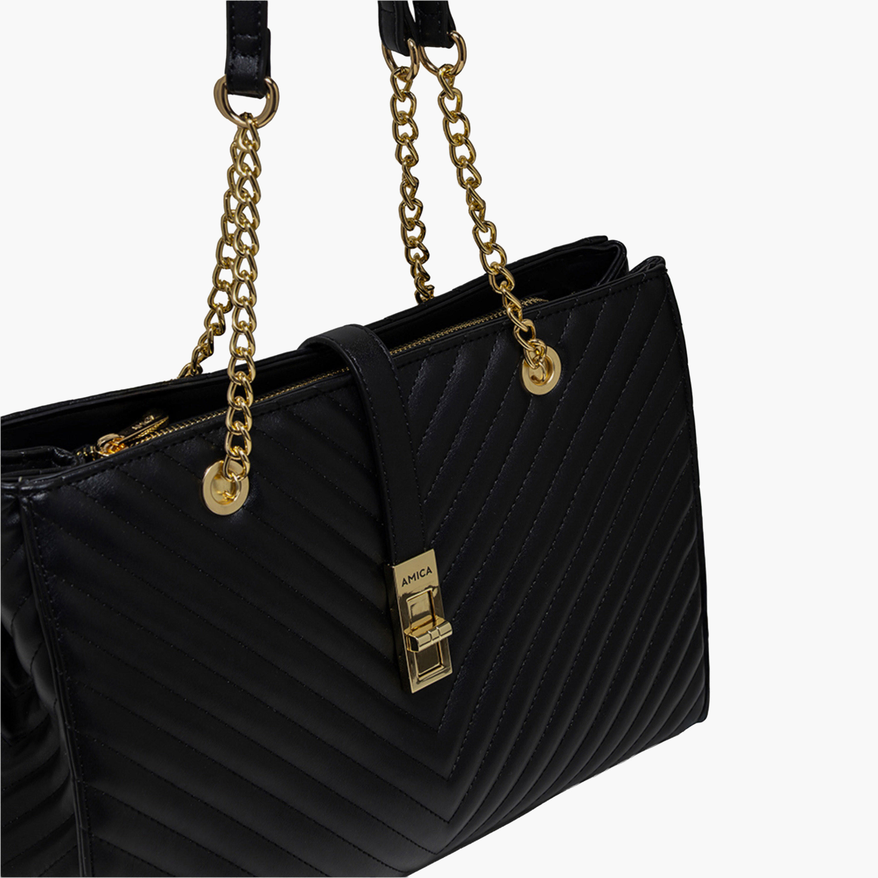 AMICA Quilted Tote Bag Chain Strap-women-bagsandwallets-handbags-image-2