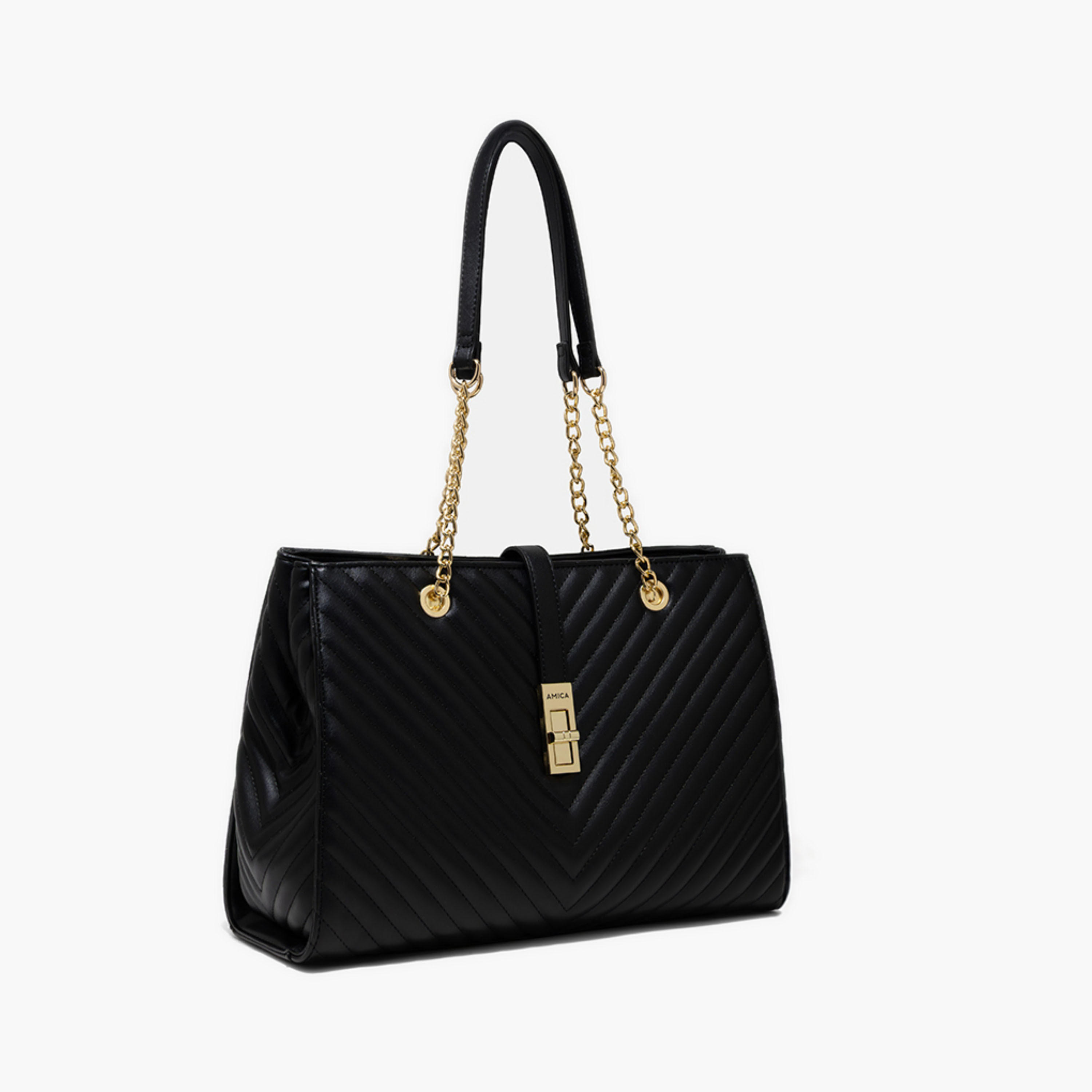 AMICA Quilted Tote Bag Chain Strap-women-bagsandwallets-handbags-image-5