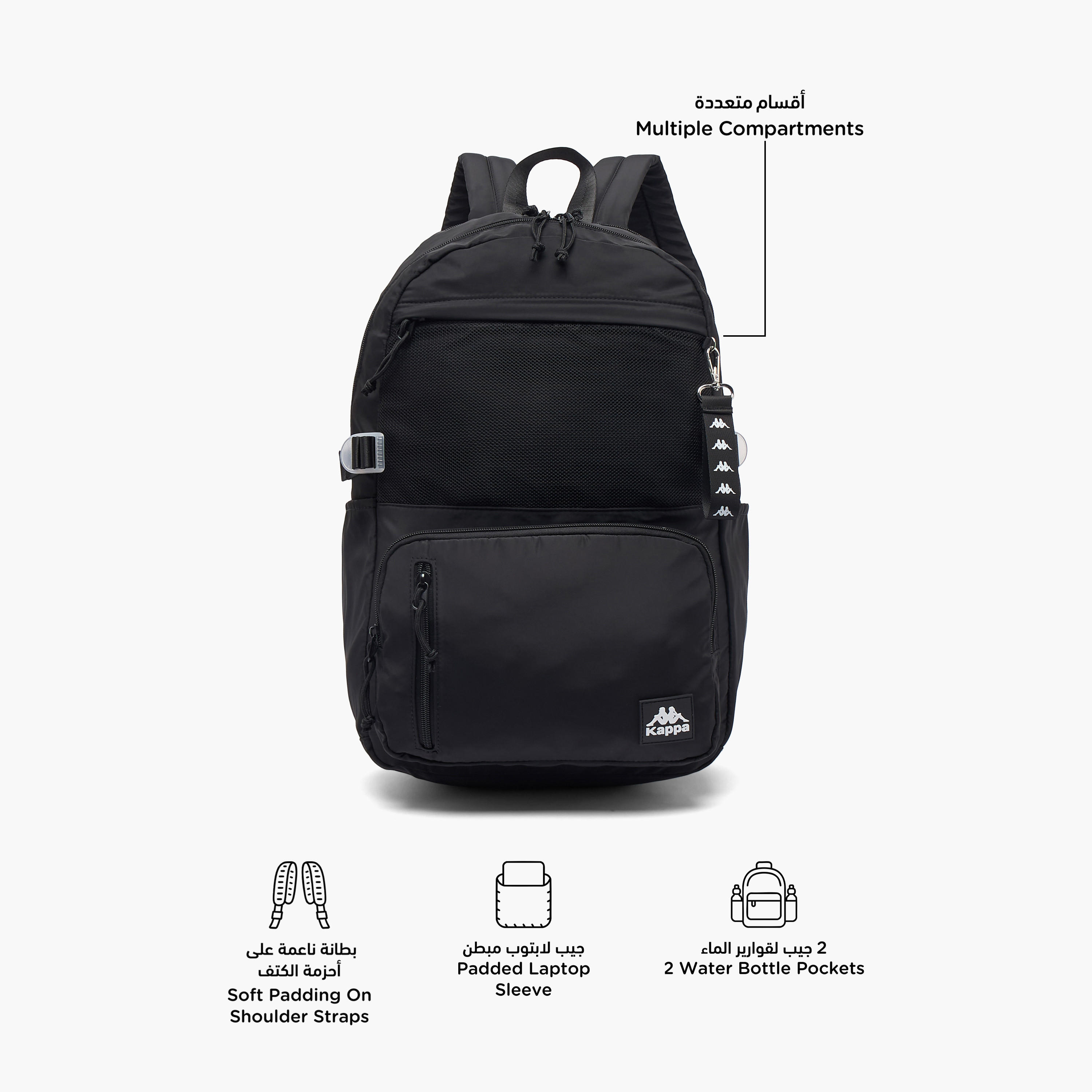 Kappa Solid School Backpack for Kids 13+ Years with Padded Laptop Sleeve-boys-accessories-bagsandbackpacks-image-2