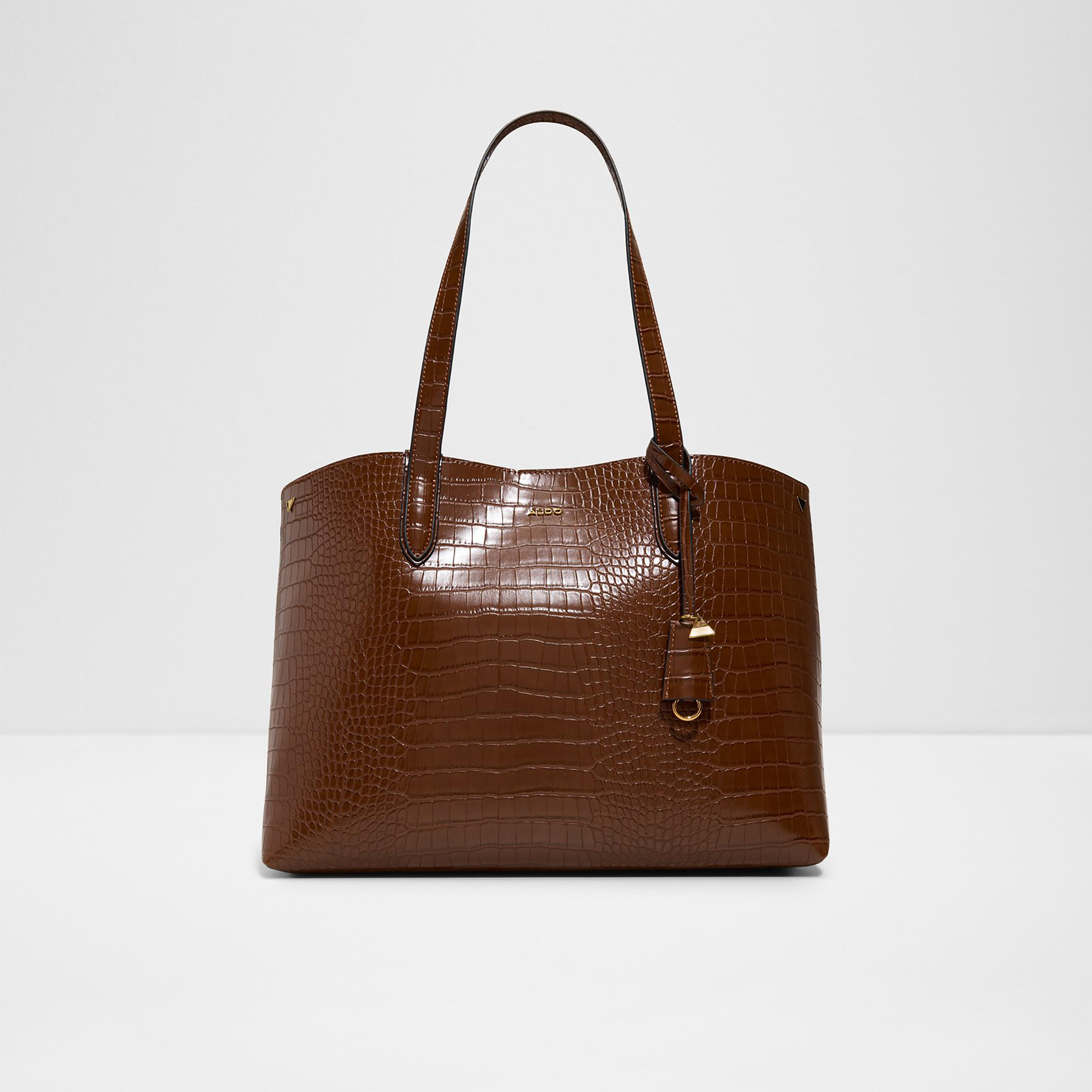 Aldo Tammera Croc-Textured Double Handle Tote Bag & Pouch with Magnetic Closure-women-bagsandwallets-handbags-image-1