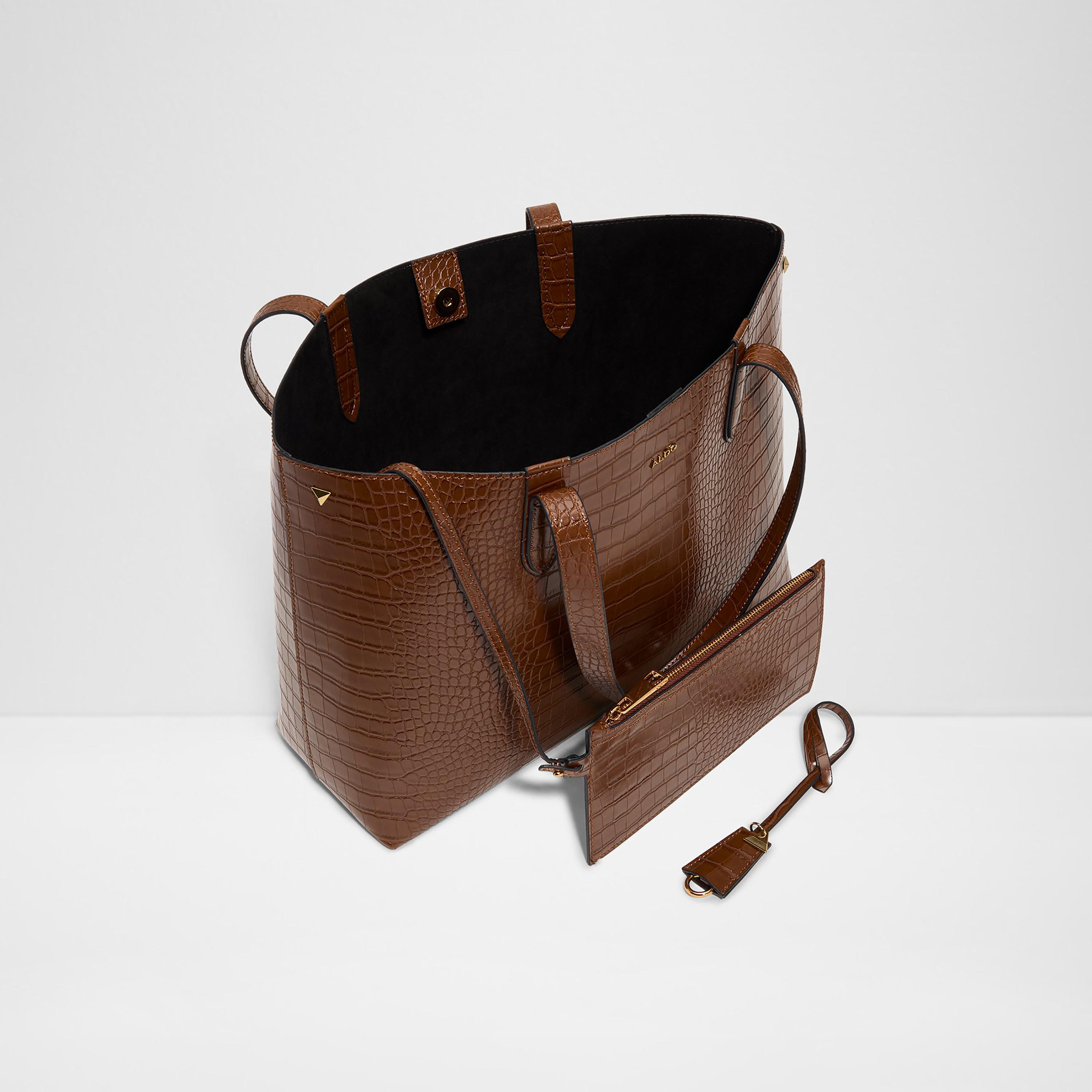 Aldo Tammera Croc-Textured Double Handle Tote Bag & Pouch with Magnetic Closure-women-bagsandwallets-handbags-image-3