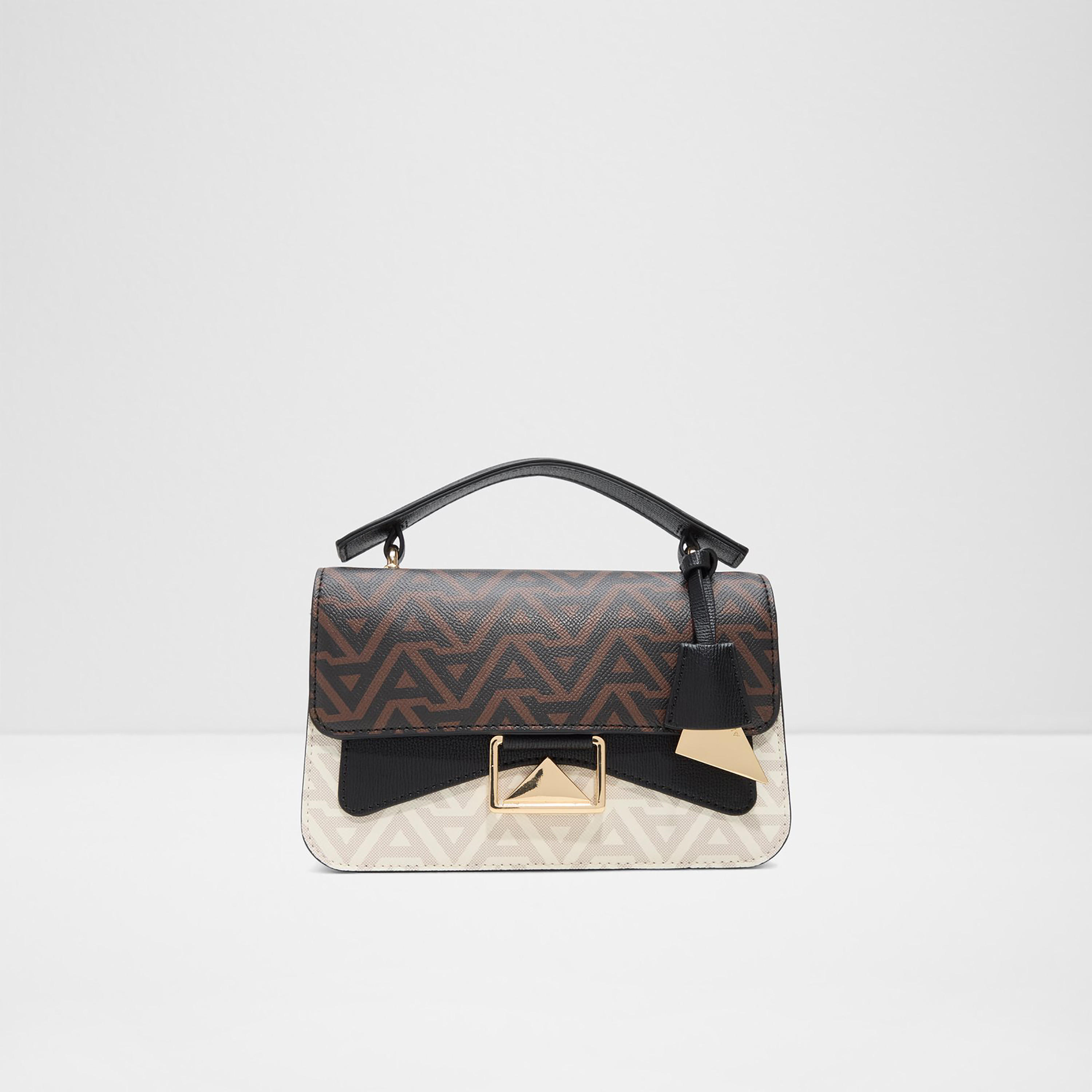 Aldo Haddie Monogram Top Handle Mini Satchel Bag with Flap Closure & Adjustable Strap-women-bagsandwallets-handbags-image-1