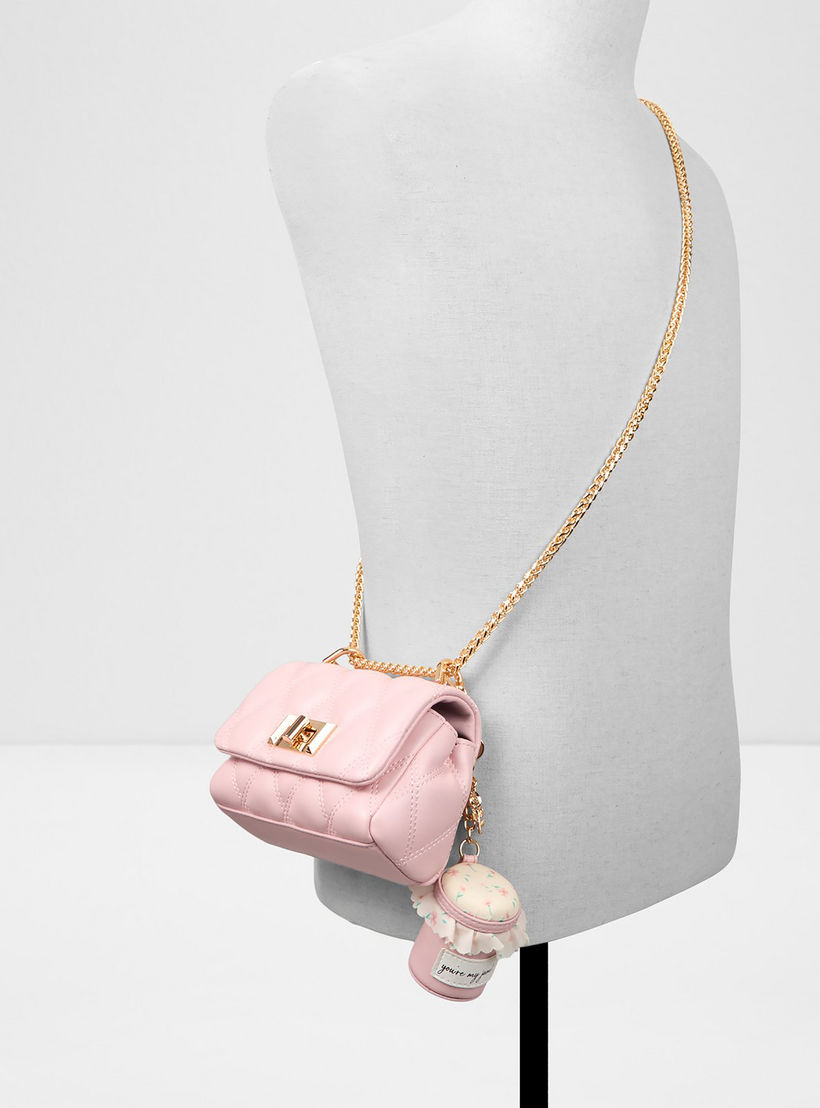 Aldo Miapink Quilted Sling Bag with Twist Lock and Non-Detachable Strap-women-bagsandwallets-handbags-image-4