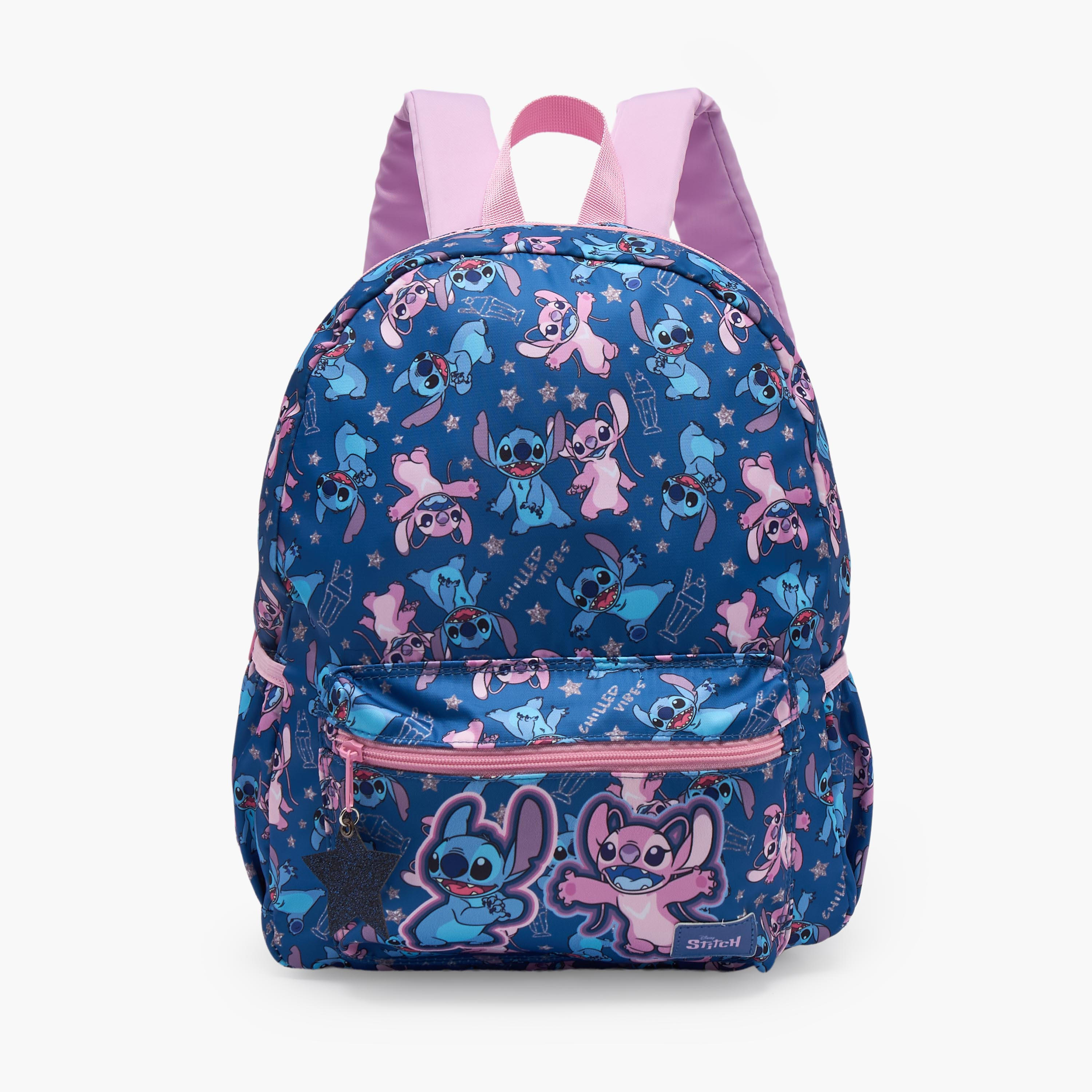 Disney Stitch and Angel Print School Backpack for Girls 5-8 Years with Padded Straps - 13 inches-school-bagsandbackpacks-backpacks-image-1