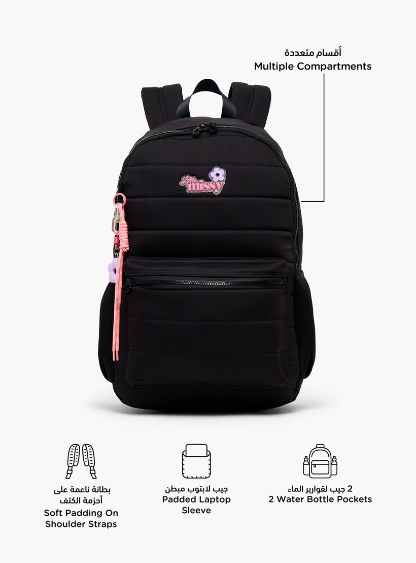 Little Missy Quilted Backpack for Kids 13+ Years with Padded Laptop Compartment-school-bagsandbackpacks-backpacks-image-2