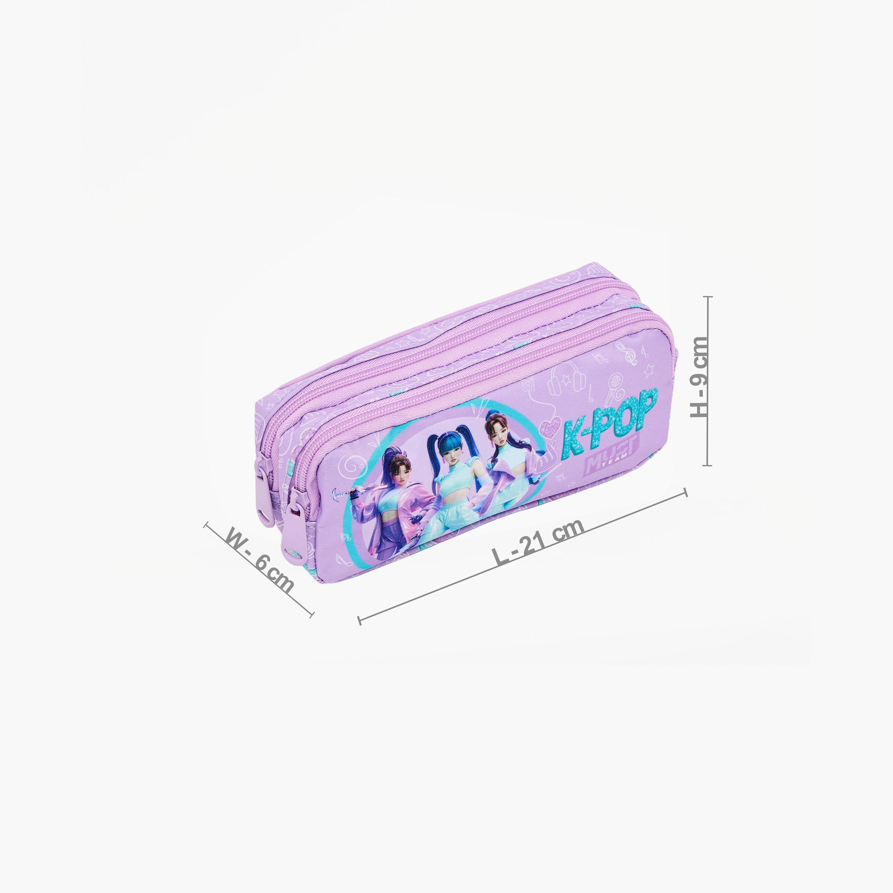 MustTeam KPop Demon Hunters Print Pencil Pouch with 2 Compartments-school-stationery-pencilcases-image-4