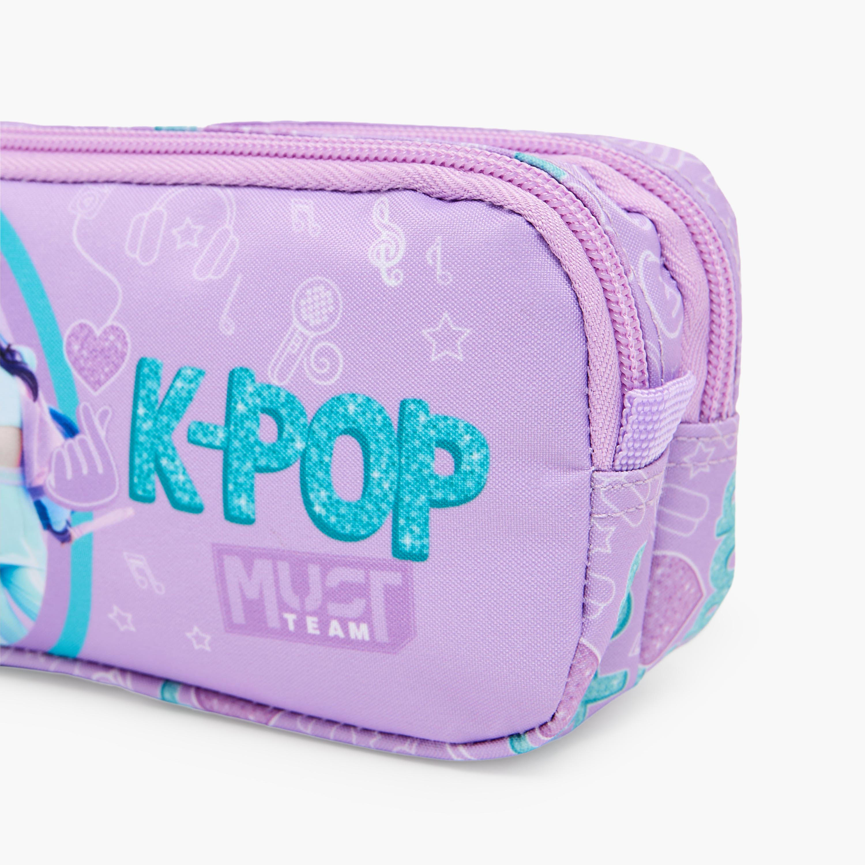 MustTeam KPop Demon Hunters Print Pencil Pouch with 2 Compartments-school-stationery-pencilcases-image-5