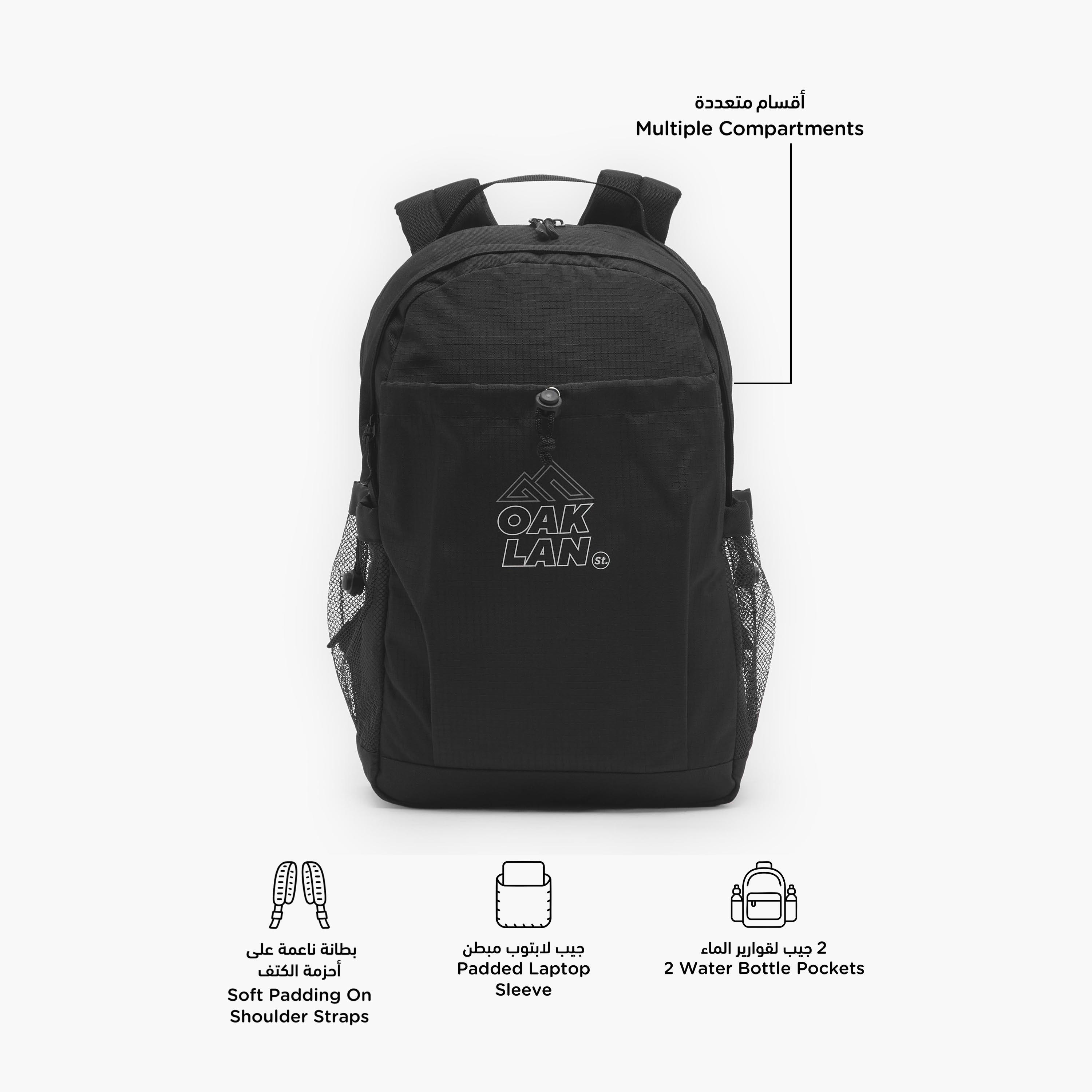 Oaklan by Shoexpress Logo Print Backpack for Kids 13 Years+ with Padded Shoulder Straps-boys-accessories-bagsandbackpacks-image-2