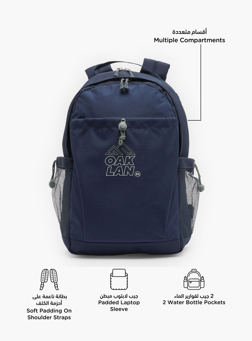 Oaklan by Shoexpress Logo Print Backpack for Kids 13 Years+ with Padded Shoulder Straps-boys-accessories-bagsandbackpacks-image-2